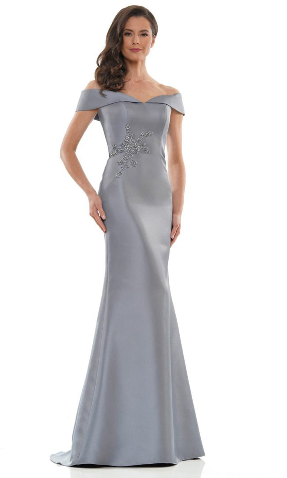Marsoni by Colors MV1003-1 - Off Shoulder Beaded Waist Gown - Silhouette Dresses