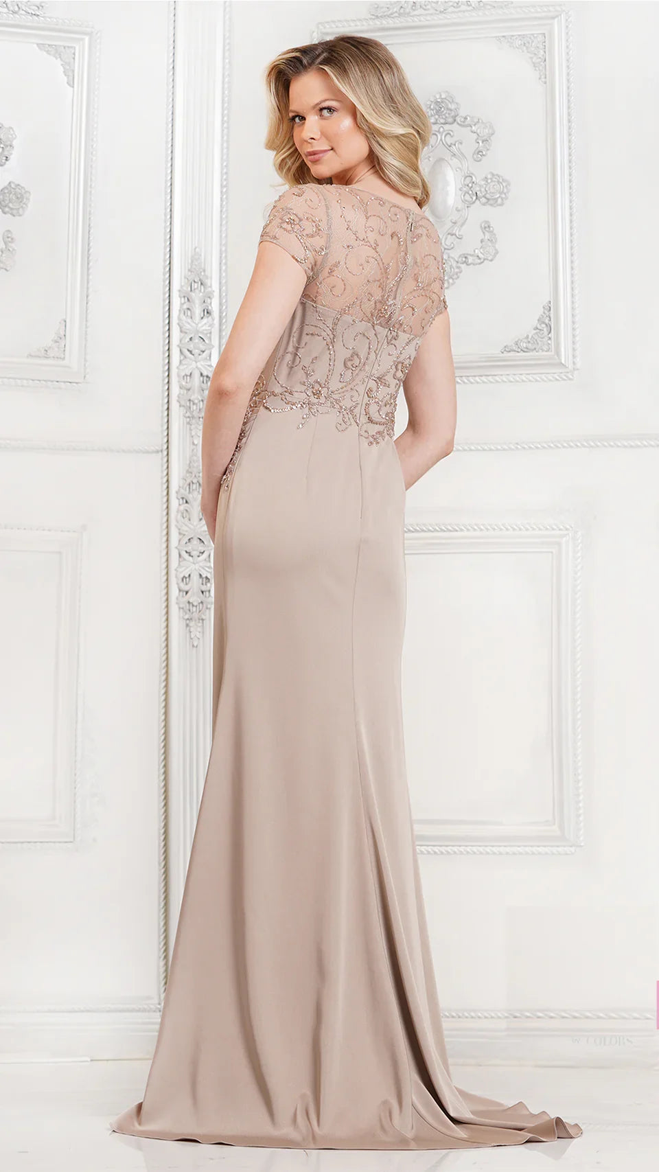 Marsoni by Colors MV1317 - Short Sleeve Embellished Evening Dress