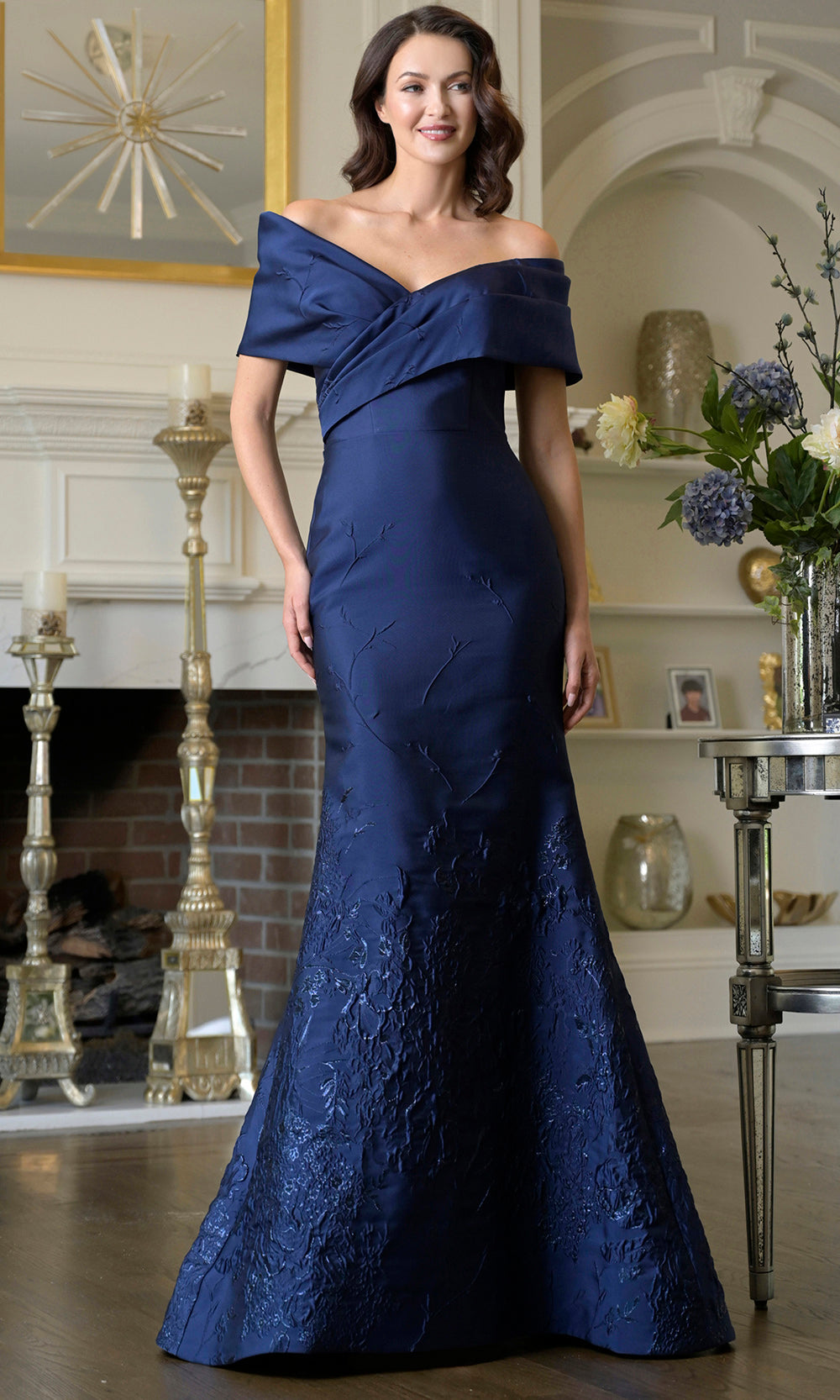 Marsoni by Colors MV1378 - Asymmetric Jacquard Mermaid Gown - detail view