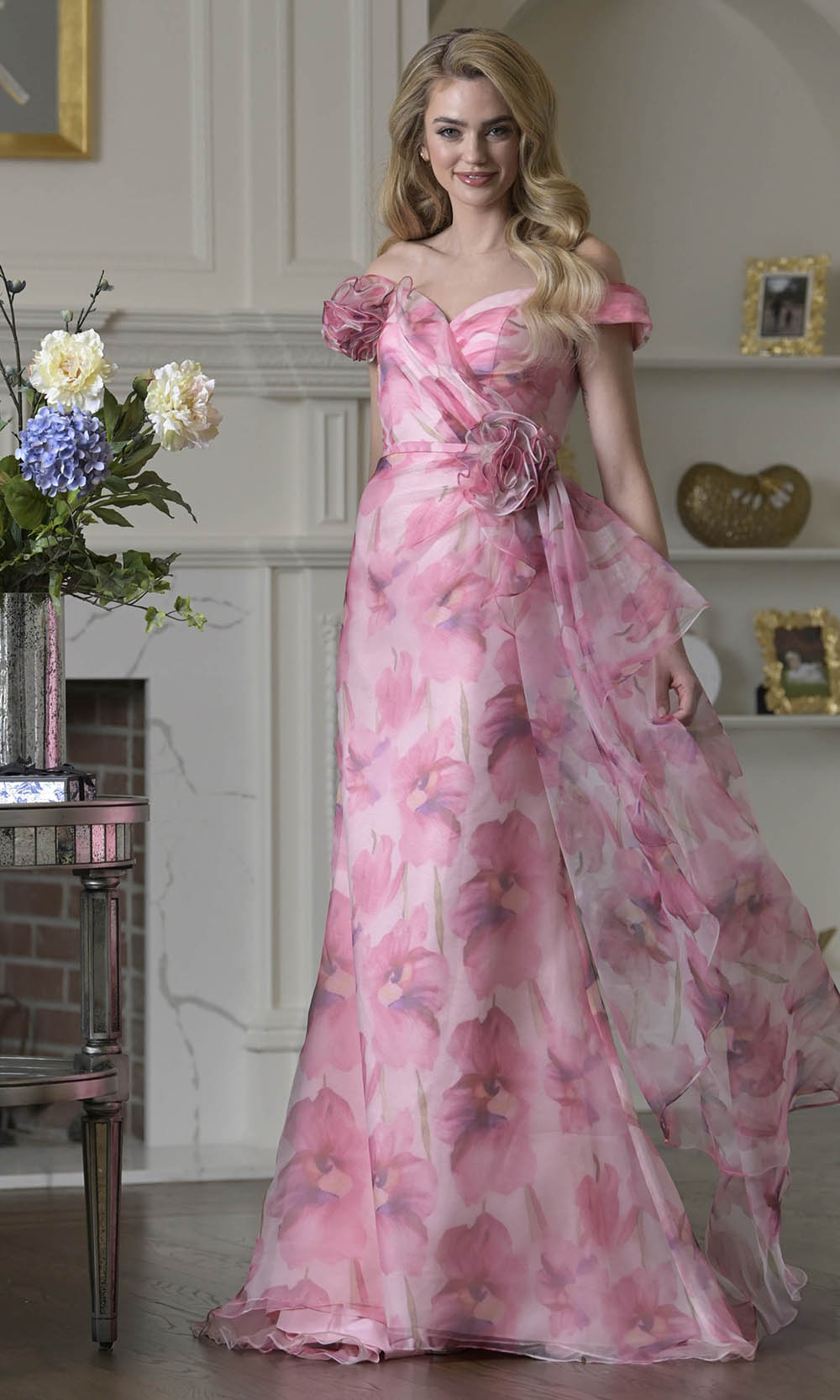 Marsoni by Colors MV1394 - Sweetheart Long Dress with Rosette Detail - back view
