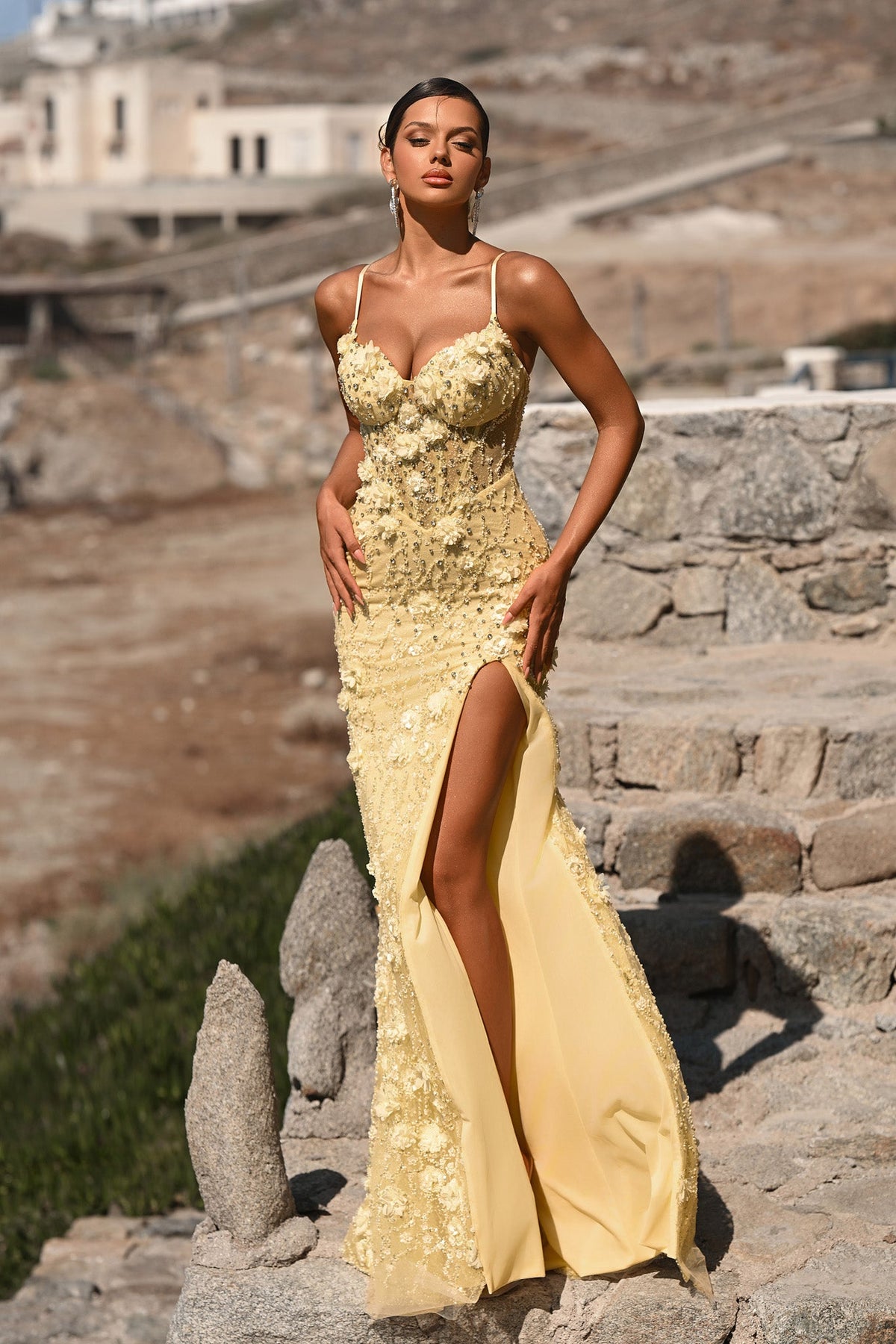 Portia and Scarlett PS25294 - 3D Flower Embellished Prom Gown - view 4