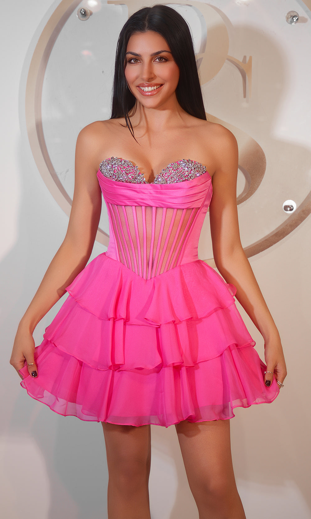 Portia and Scarlett PS25799 - Sweetheart Sheer Corset Dress - view 5