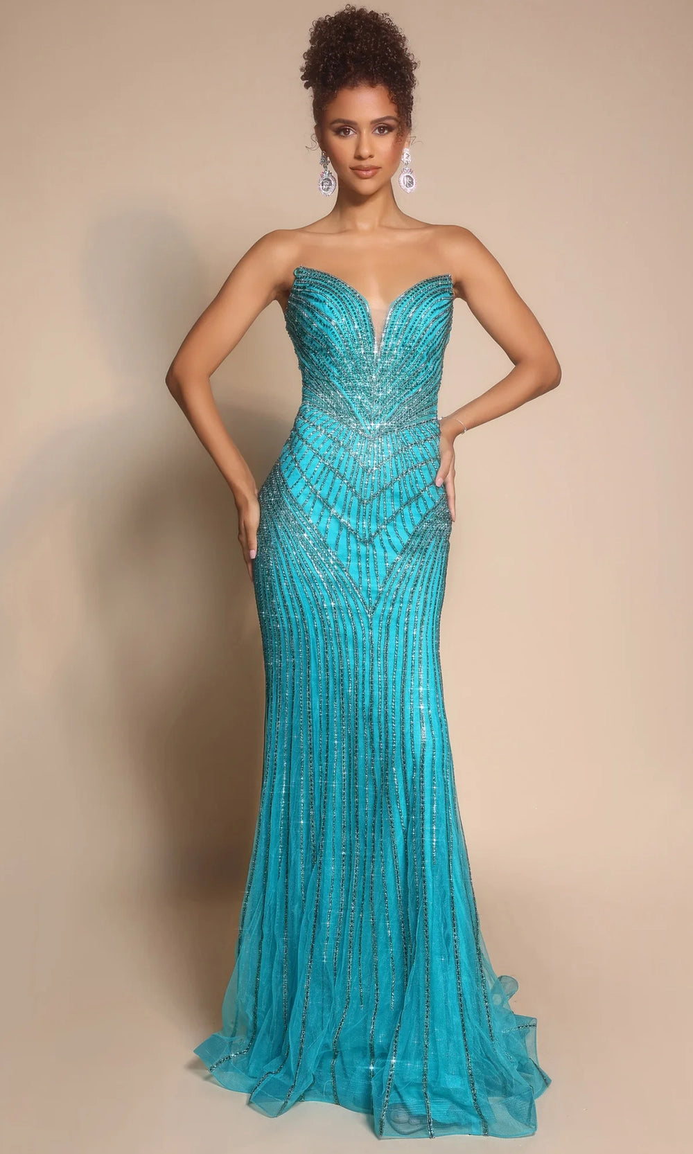 Portia and Scarlett PS26004 - Geometric Beaded Sheath Prom Dress - view 10