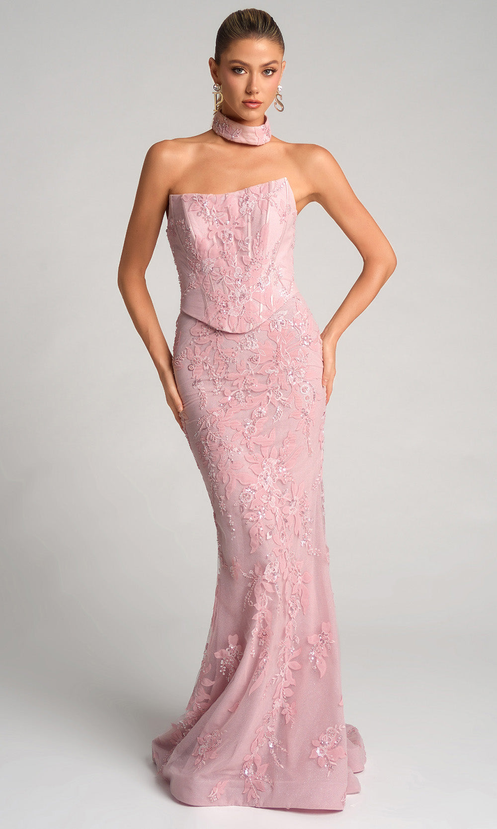 Portia and Scarlett PS26005 - Embroidered Floral Scoop Neck Dress - view 12