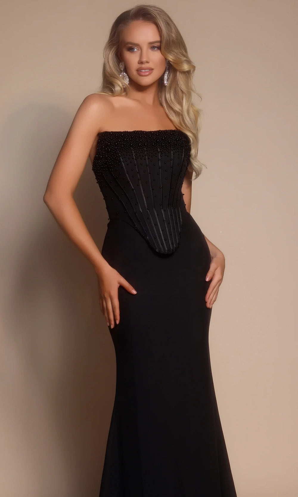 Portia and Scarlett PS26008 - Beaded Top Strapless Fitted Dress - view 5