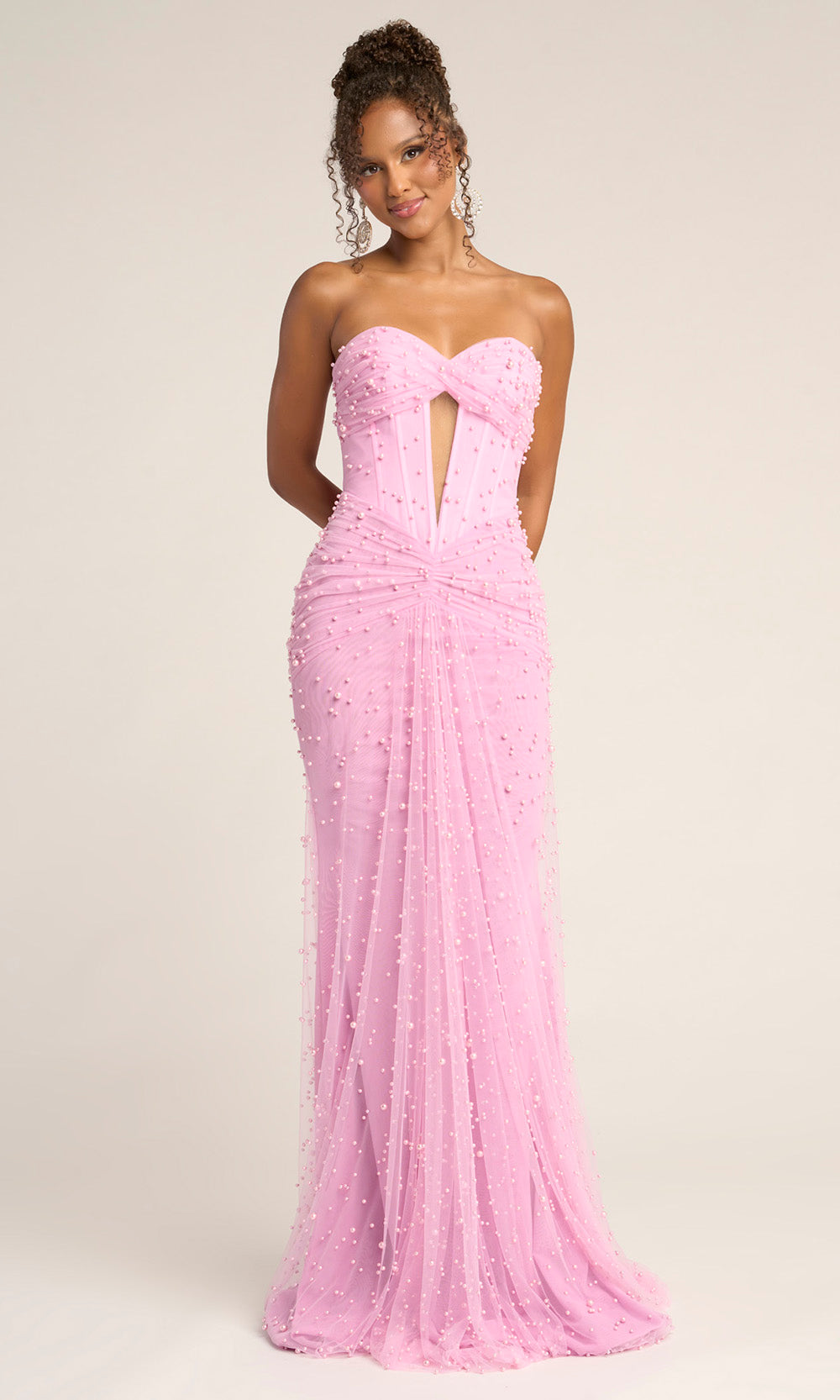 Portia and Scarlett PS26022 - Pearl Beaded Keyhole Ruched Dress - view 8