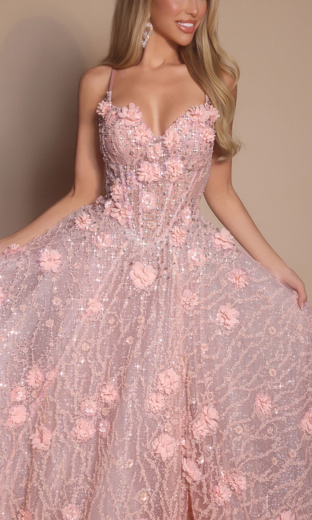 Portia and Scarlett PS26027 - 3D Floral A-Line Prom Dress - back view