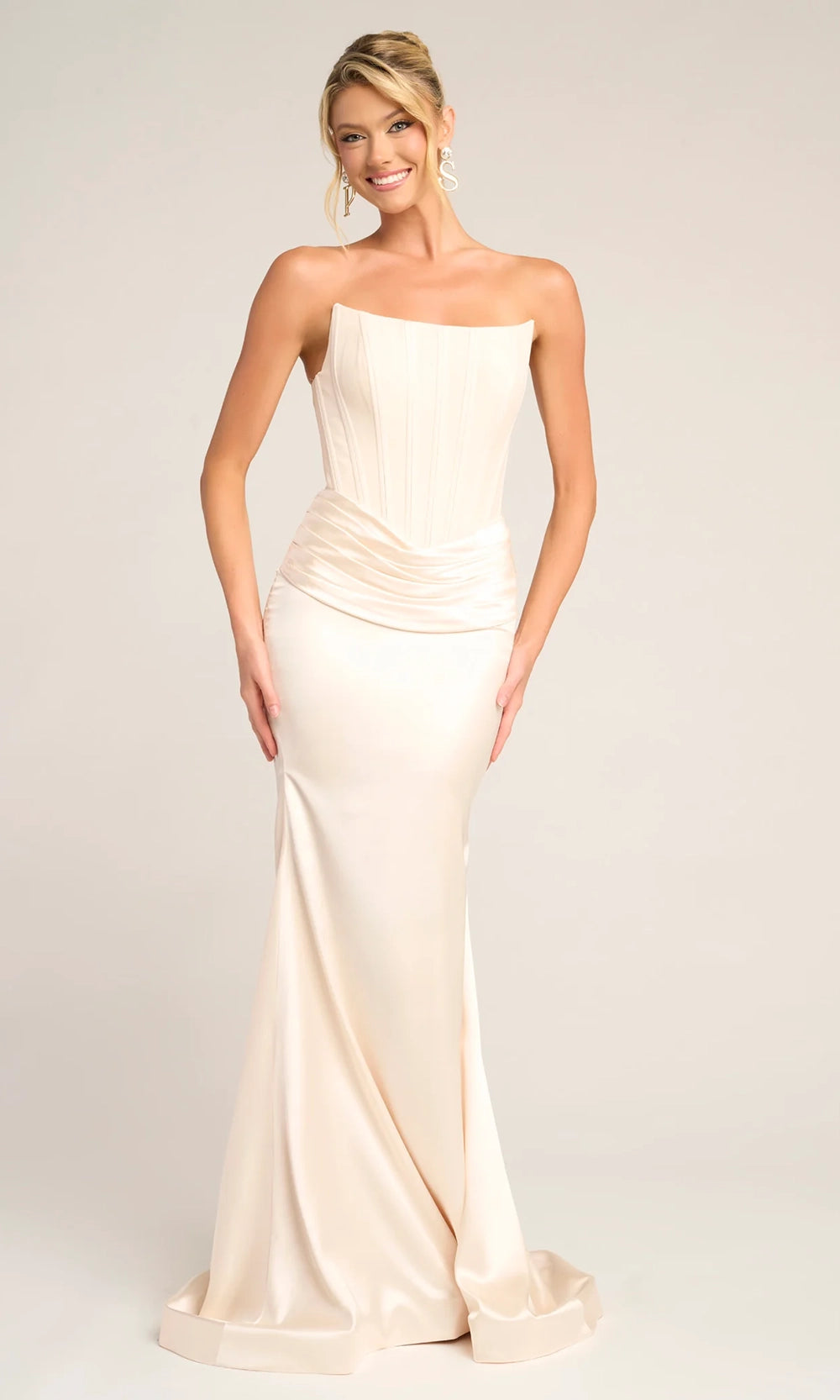 Portia and Scarlett PS26032 - Strapless Paneled Sheath Prom Dress - view 8