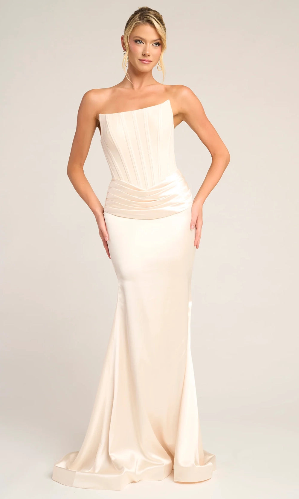Portia and Scarlett PS26032 - Strapless Paneled Sheath Prom Dress - view 9