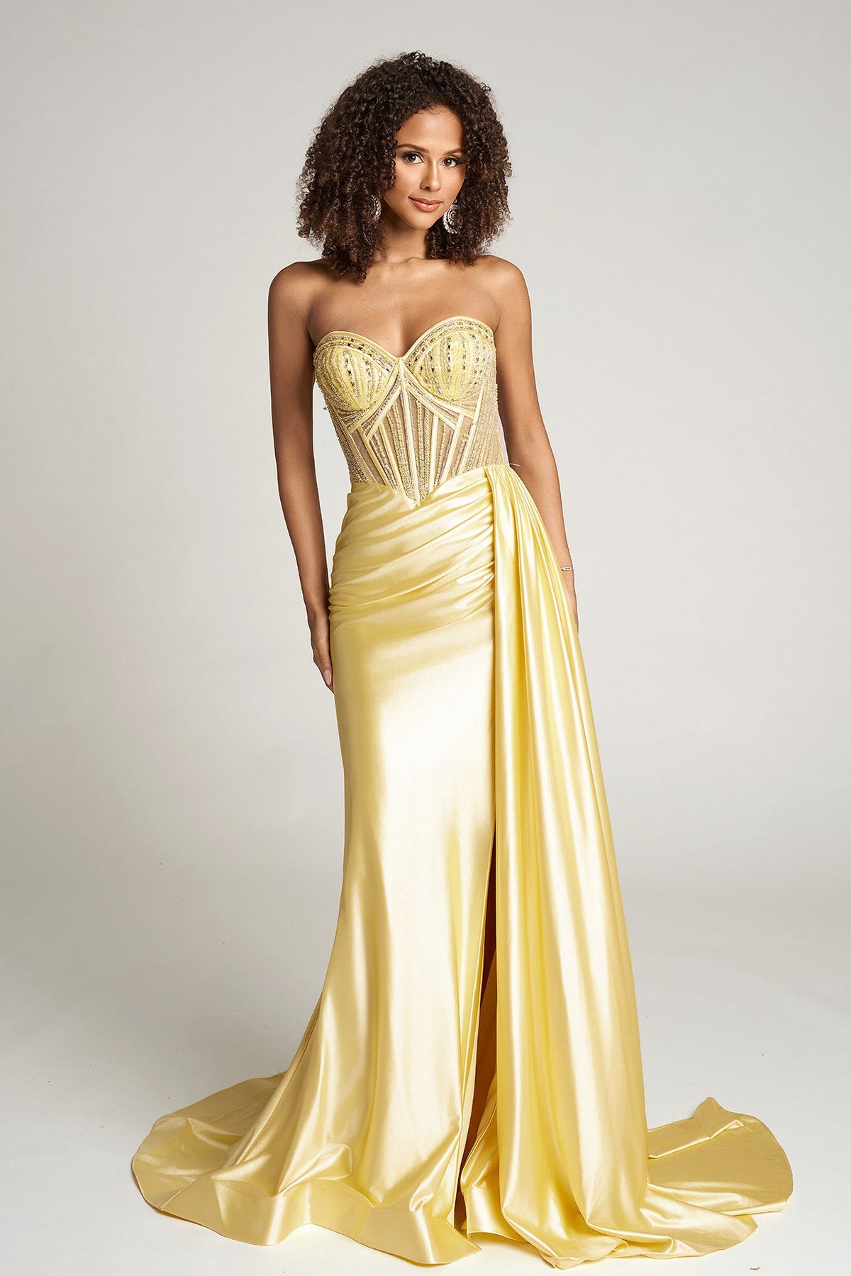 Portia and Scarlett PS26056 - Draped Beaded Corset Gown - view 5
