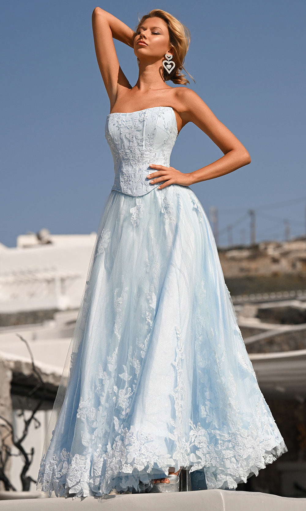 Portia and Scarlett PS26061 - Floral Lace Corset A-Line Prom Dress - view 5