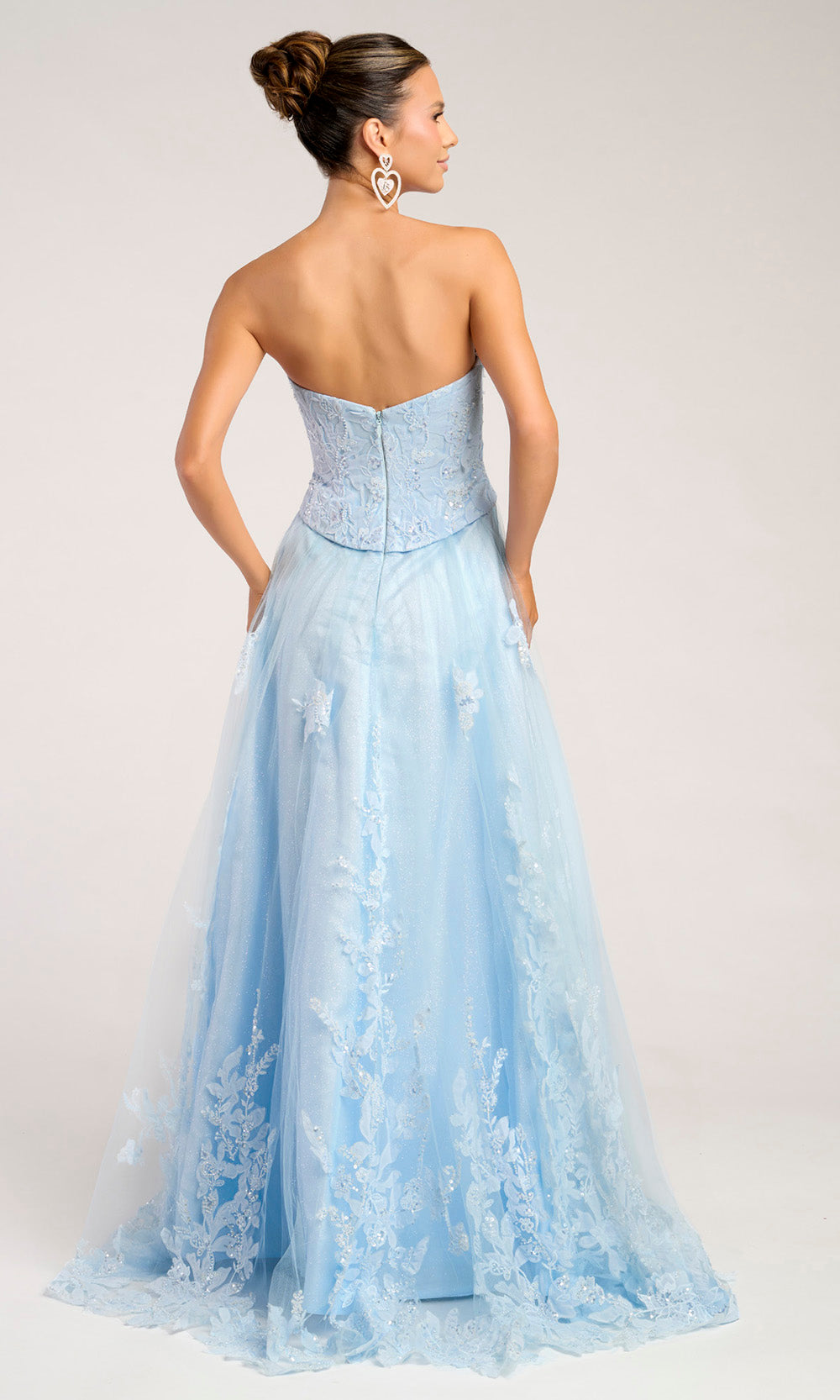 Portia and Scarlett PS26061 - Floral Lace Corset A-Line Prom Dress - view 4