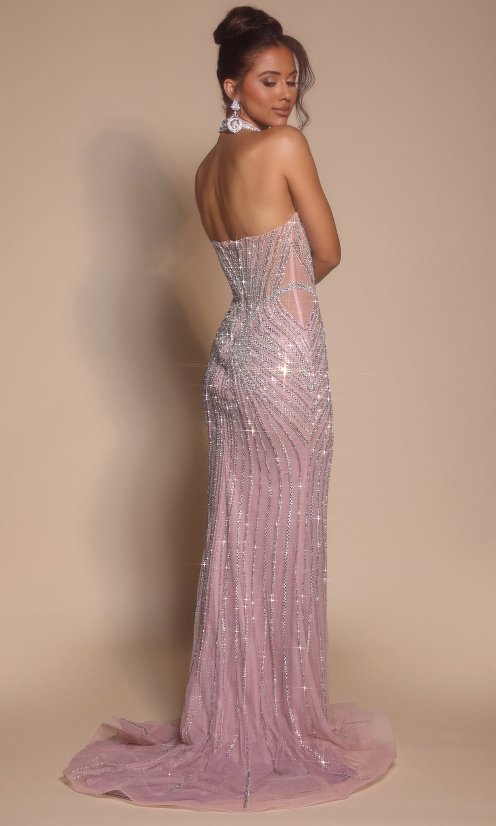 Portia and Scarlett PS26064 - Strapless Slit Gown With Linear Beading - view 9