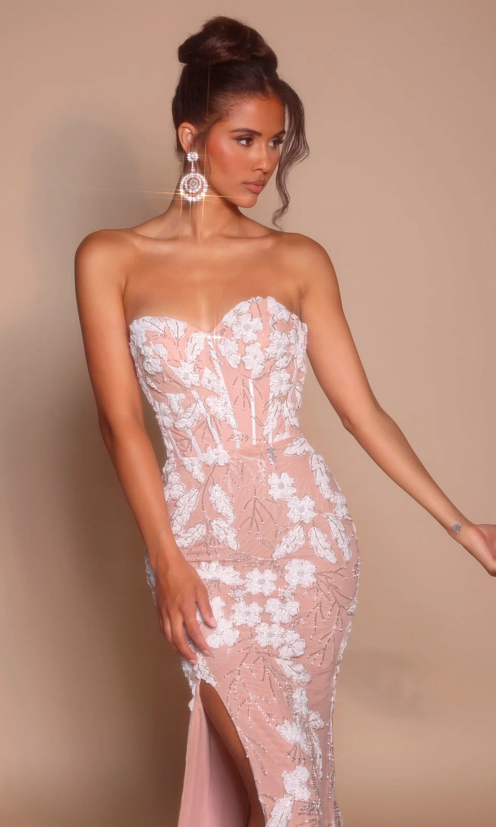 Portia and Scarlett PS26074 - Embroidered Floral Side Slit Gown - view 7
