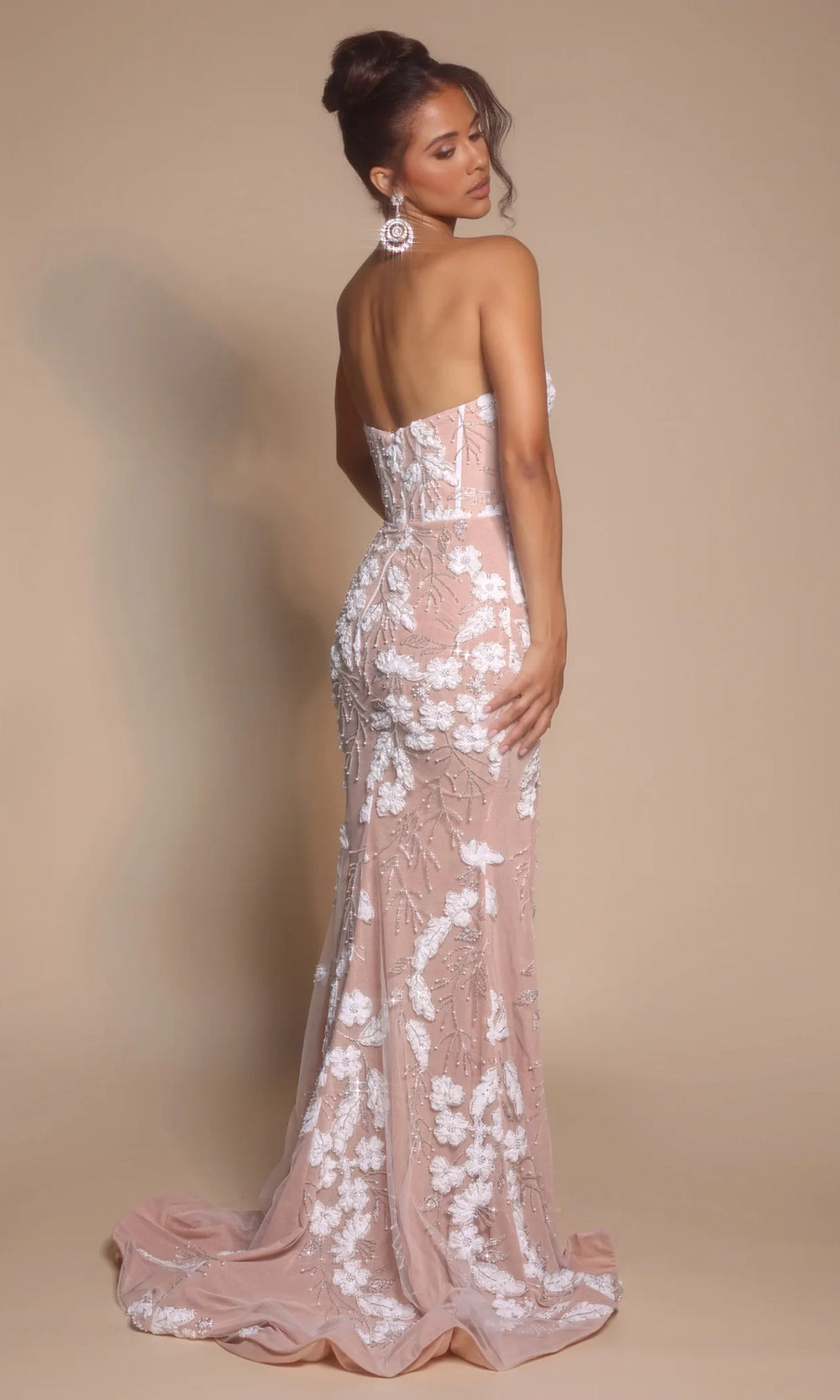 Portia and Scarlett PS26074 - Embroidered Floral Side Slit Gown - view 6