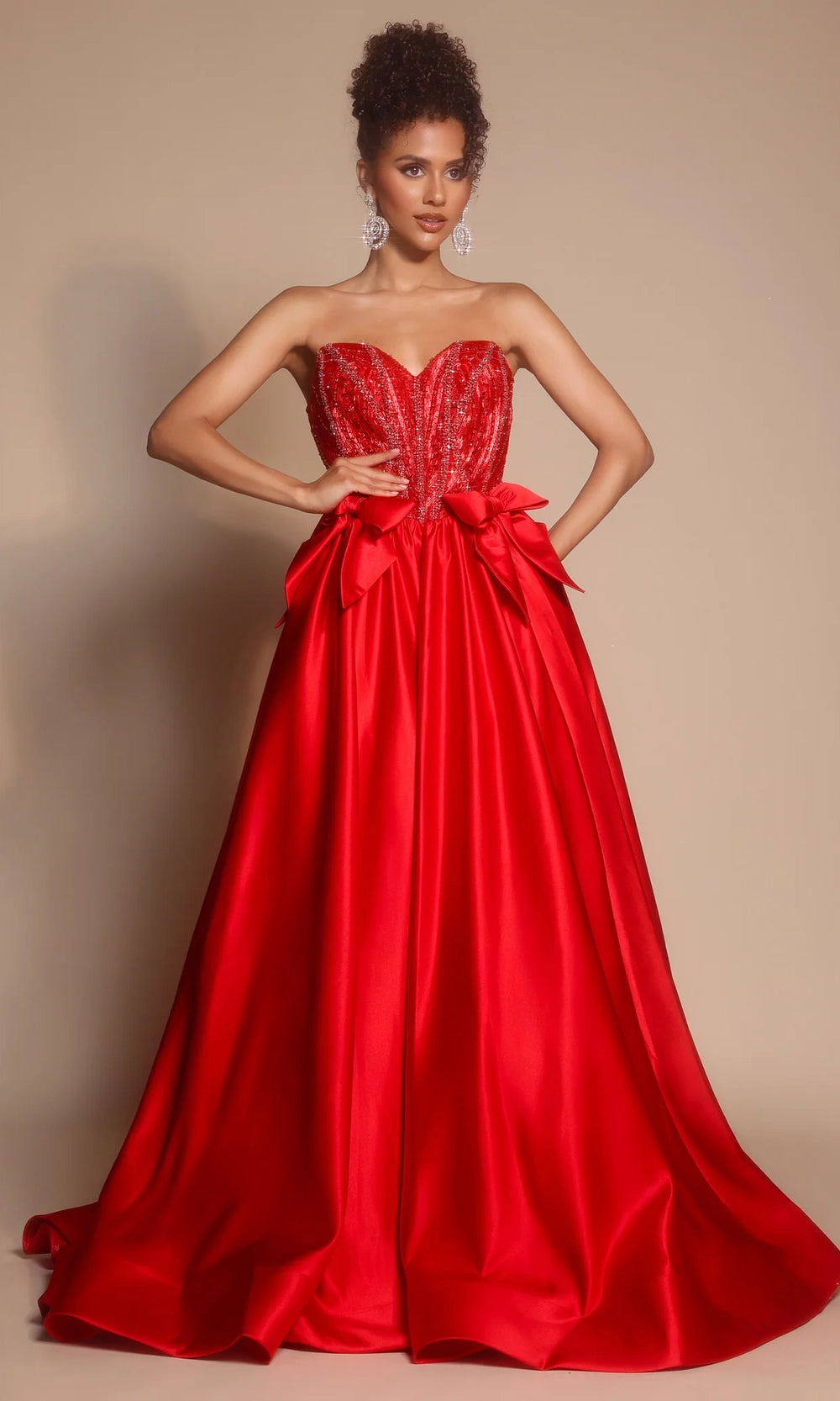 Portia and Scarlett PS26077 - Sweetheart Ballgown With Bow Accents - view 5