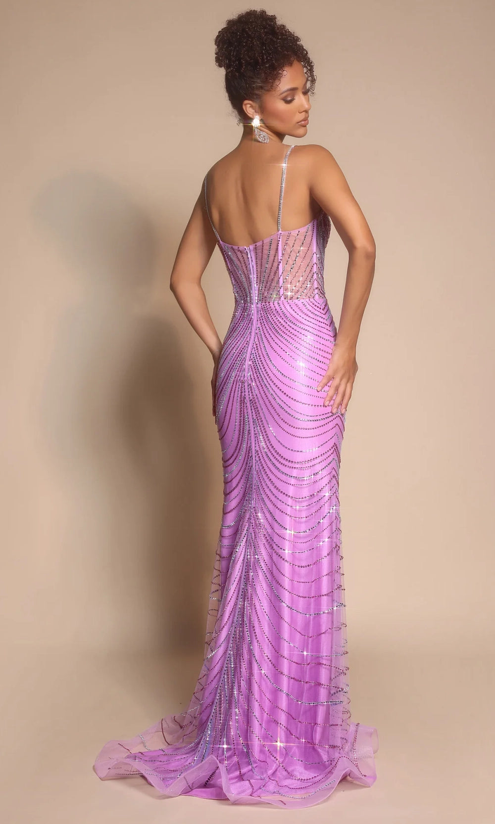 Portia and Scarlett PS26095 - Beaded Mesh Spaghetti Strap Gown - view 4