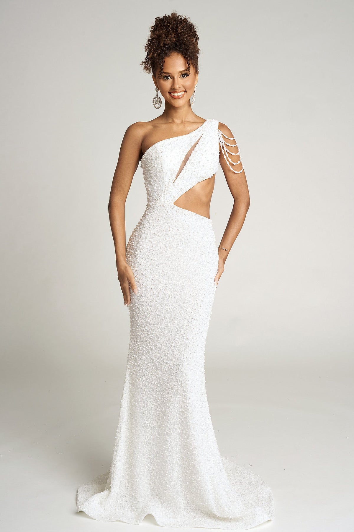 Portia and Scarlett PS26115 - One Shoulder Beaded Cutout Dress - detail view
