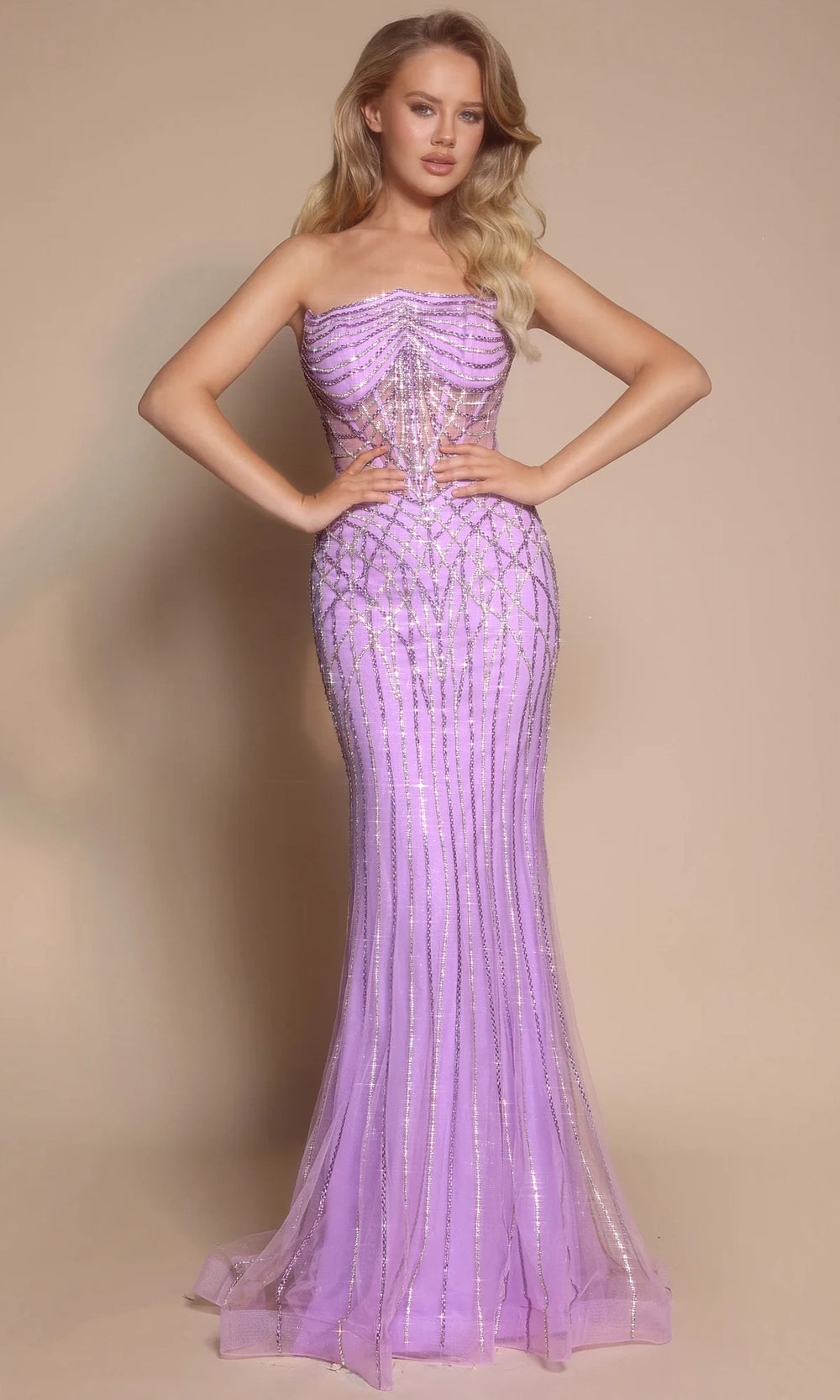 Portia and Scarlett PS26130 - Strapless Geometric Beaded Gown - view 5