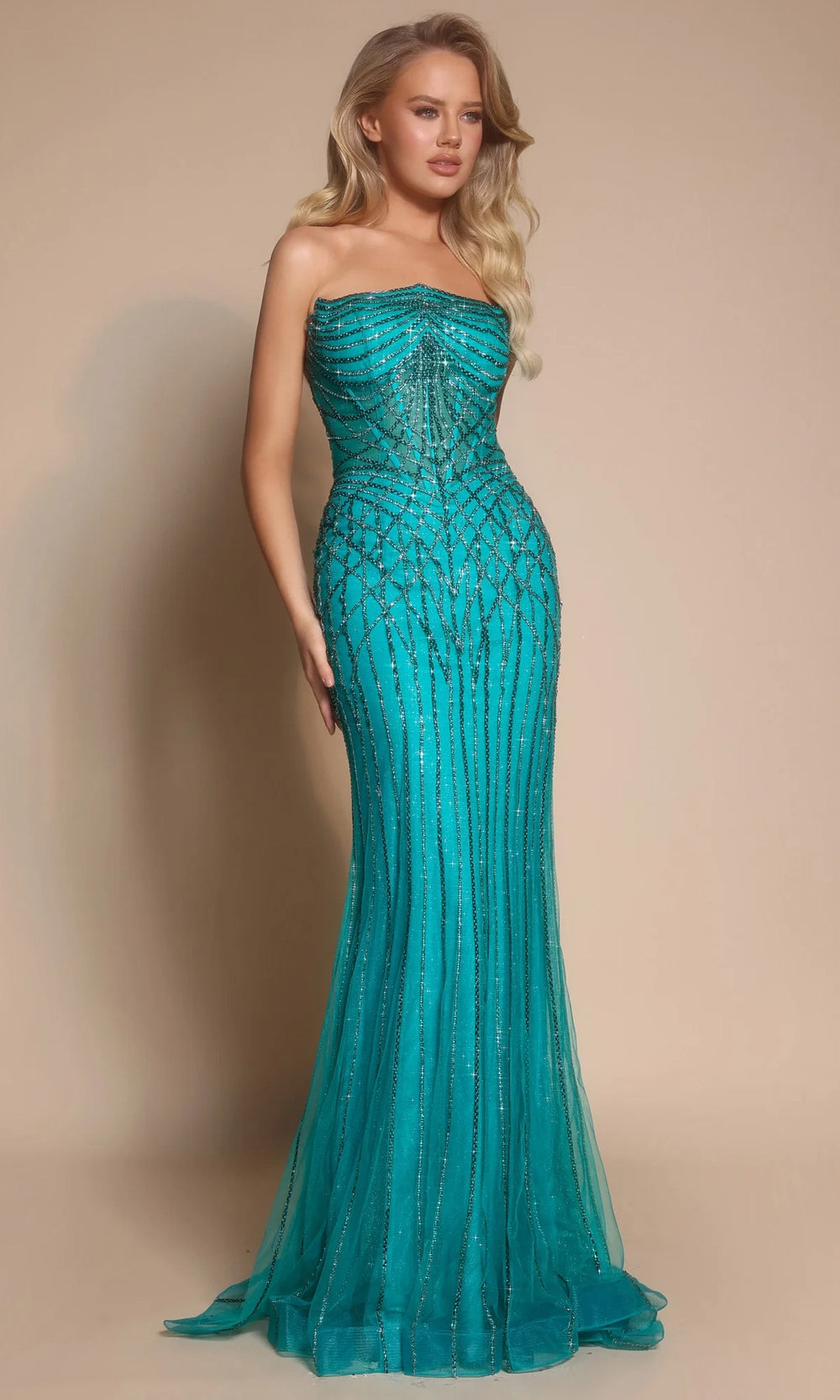 Portia and Scarlett PS26130 - Strapless Geometric Beaded Gown - view 7