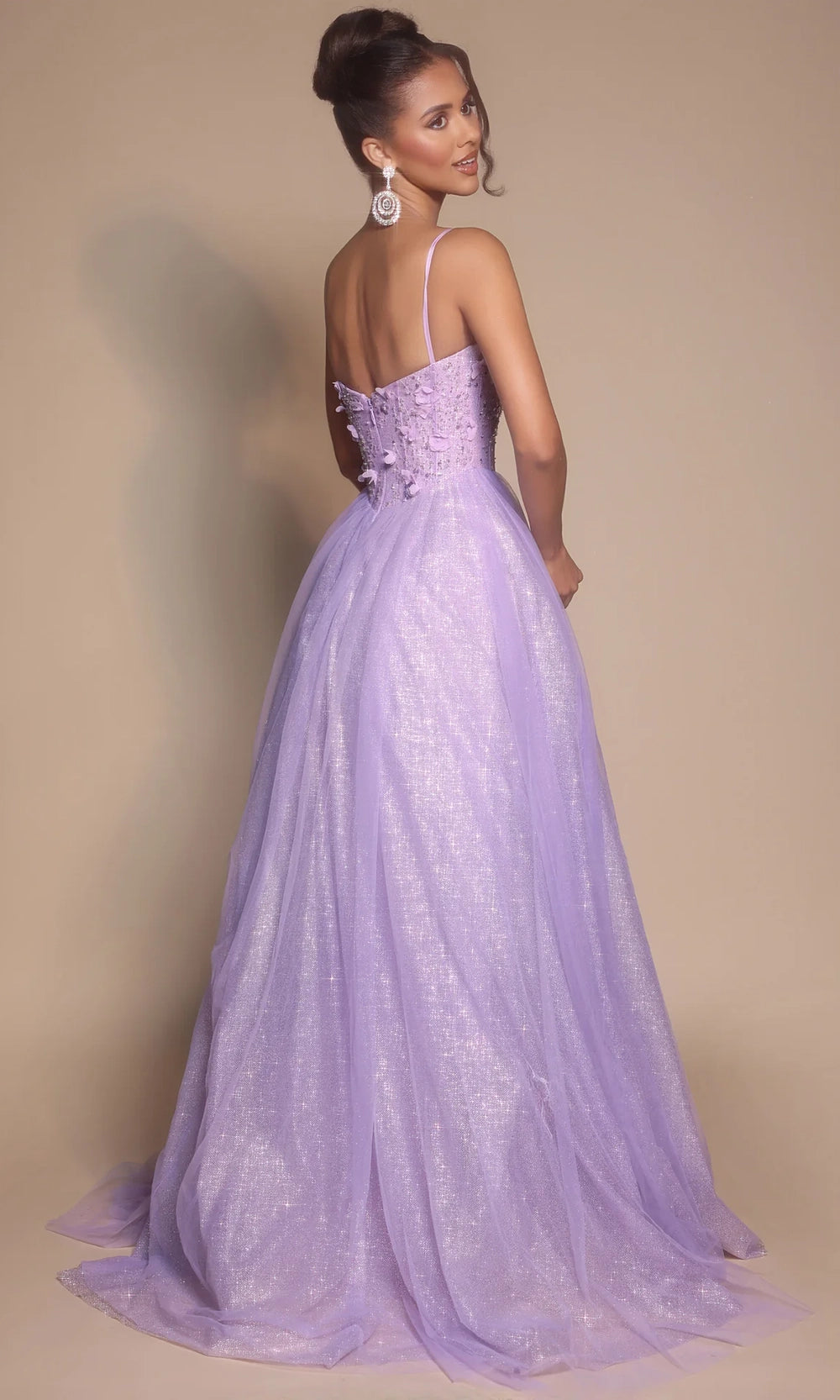 Portia and Scarlett PS26146 - Floral Applique Spaghetti Strap Gown - view 7