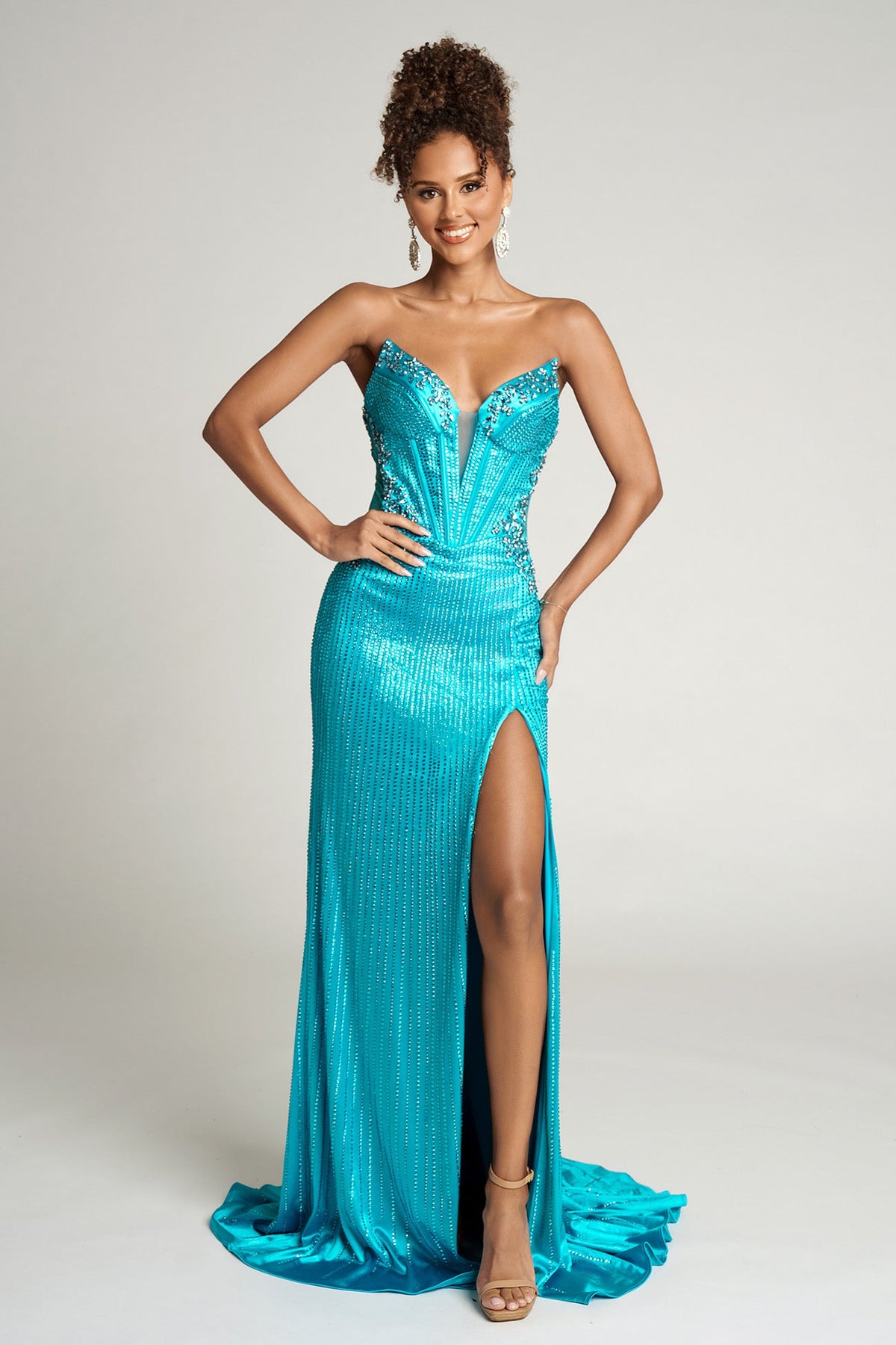 Portia and Scarlett PS26147 - Long Sheer Sides Plunging V-Neck Gown - detail view