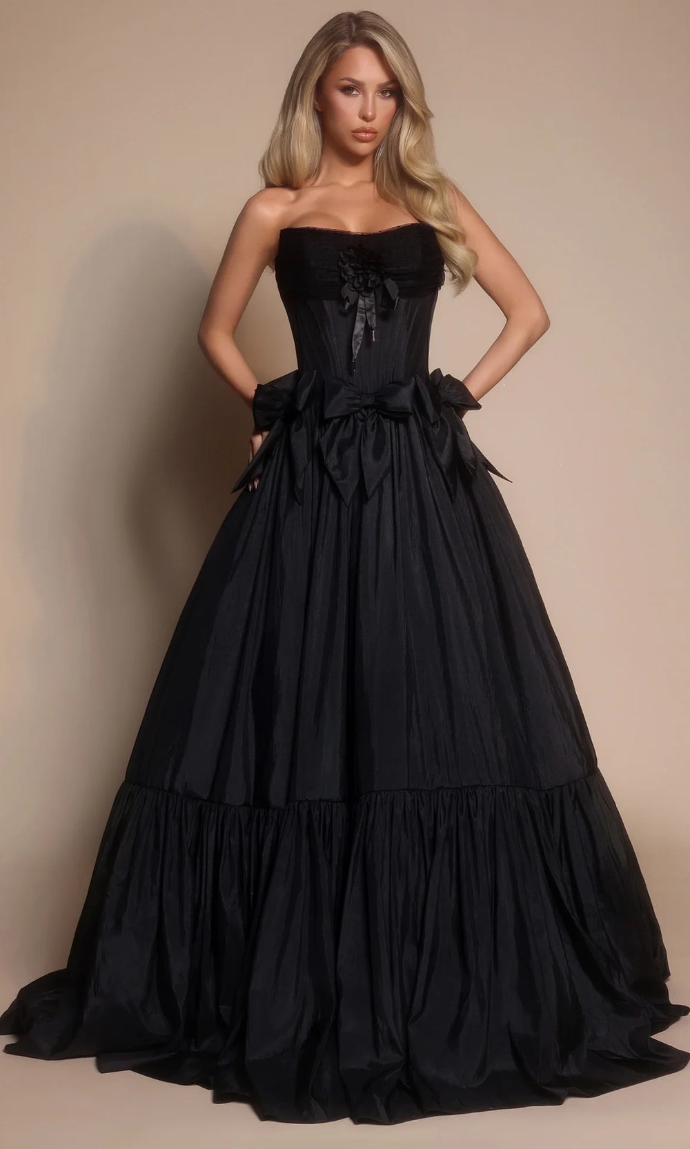 Portia and Scarlett PS26148 - Tiered Hem Scoop Neck Ballgown - designer ball gown at Silhouette Dresses
