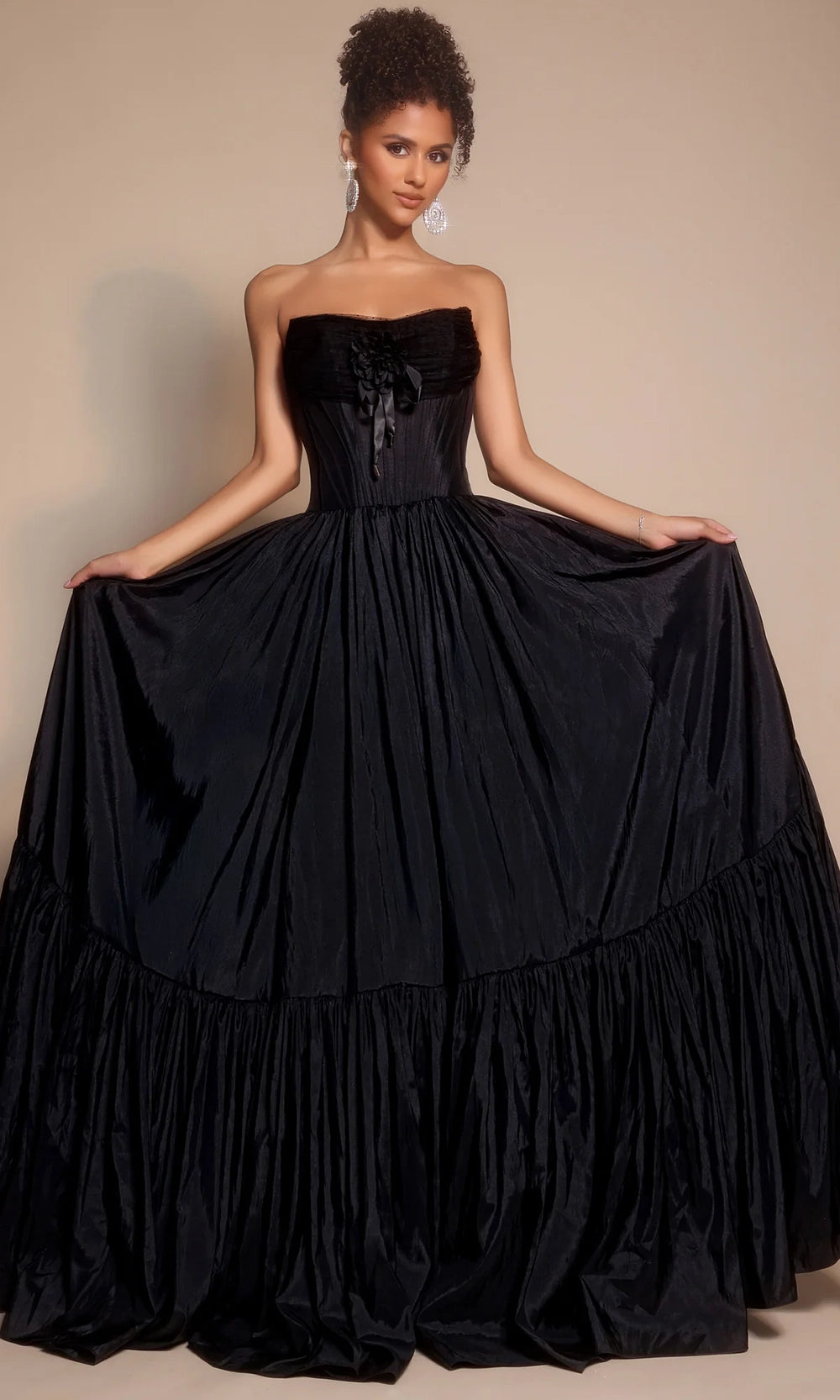 Portia and Scarlett PS26148 - Tiered Hem Scoop Neck Ballgown - back view