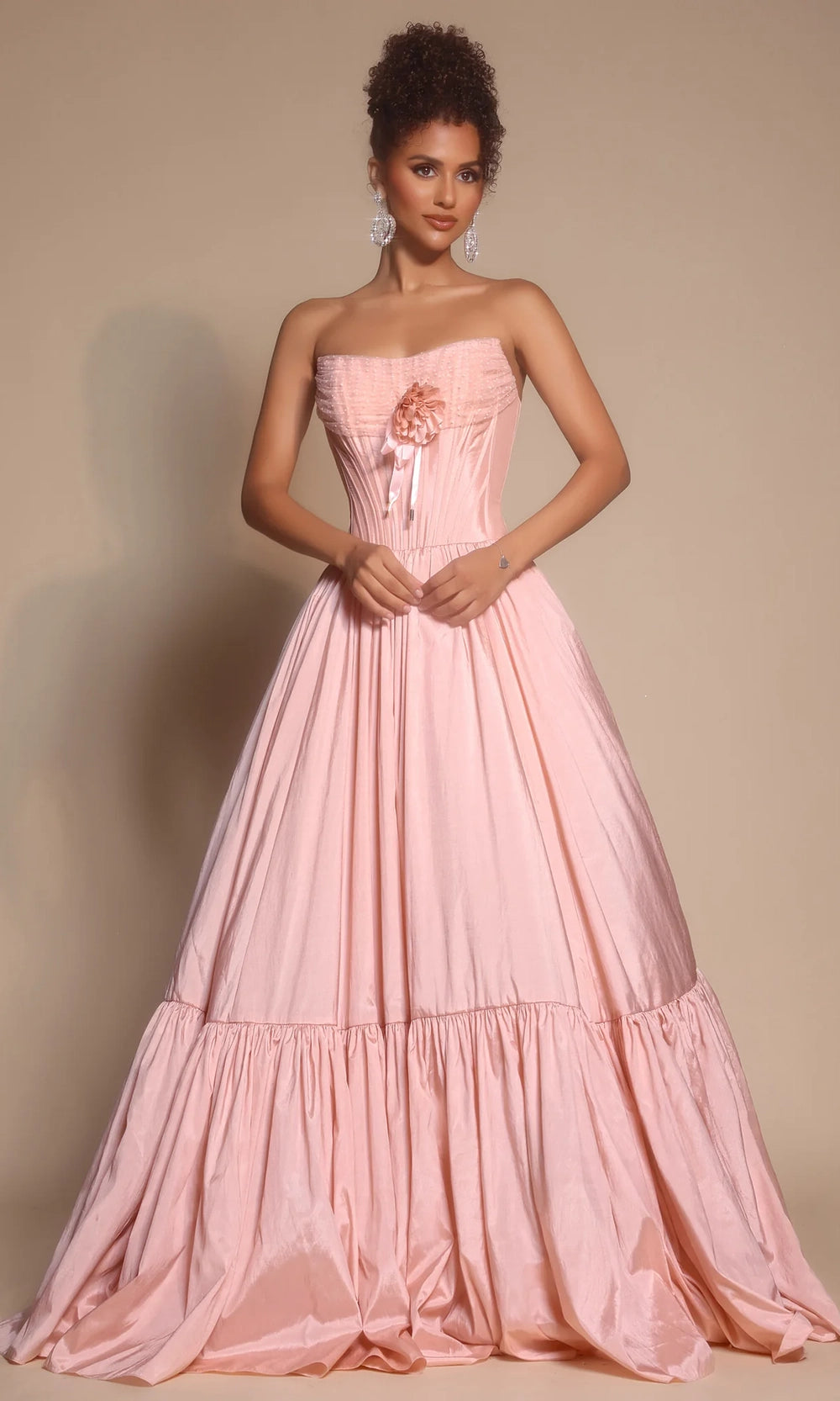 Portia and Scarlett PS26148 - Tiered Hem Scoop Neck Ballgown - view 8