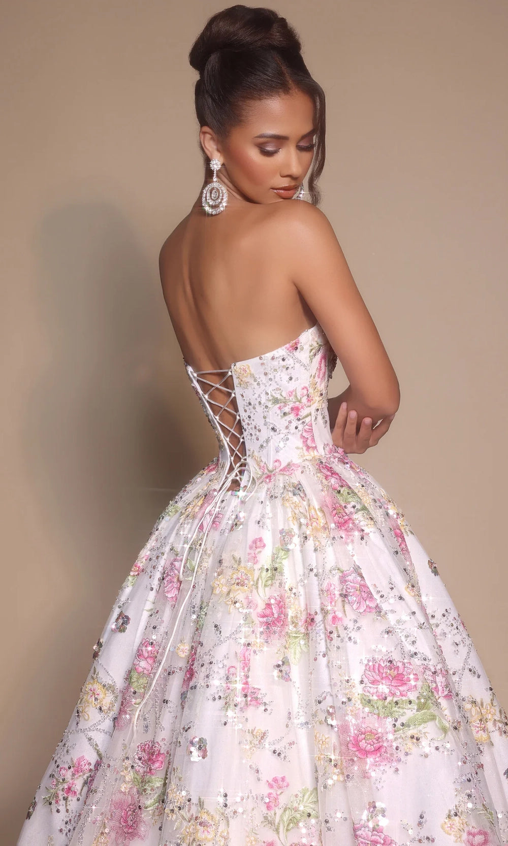 Portia and Scarlett PS26215 - Floral Sweetheart Neck Ballgown - back view