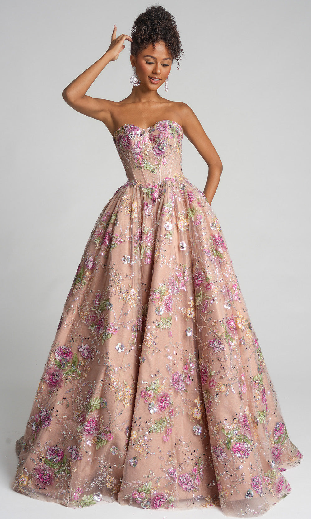 Portia and Scarlett PS26215 - Floral Sweetheart Neck Ballgown - detail view