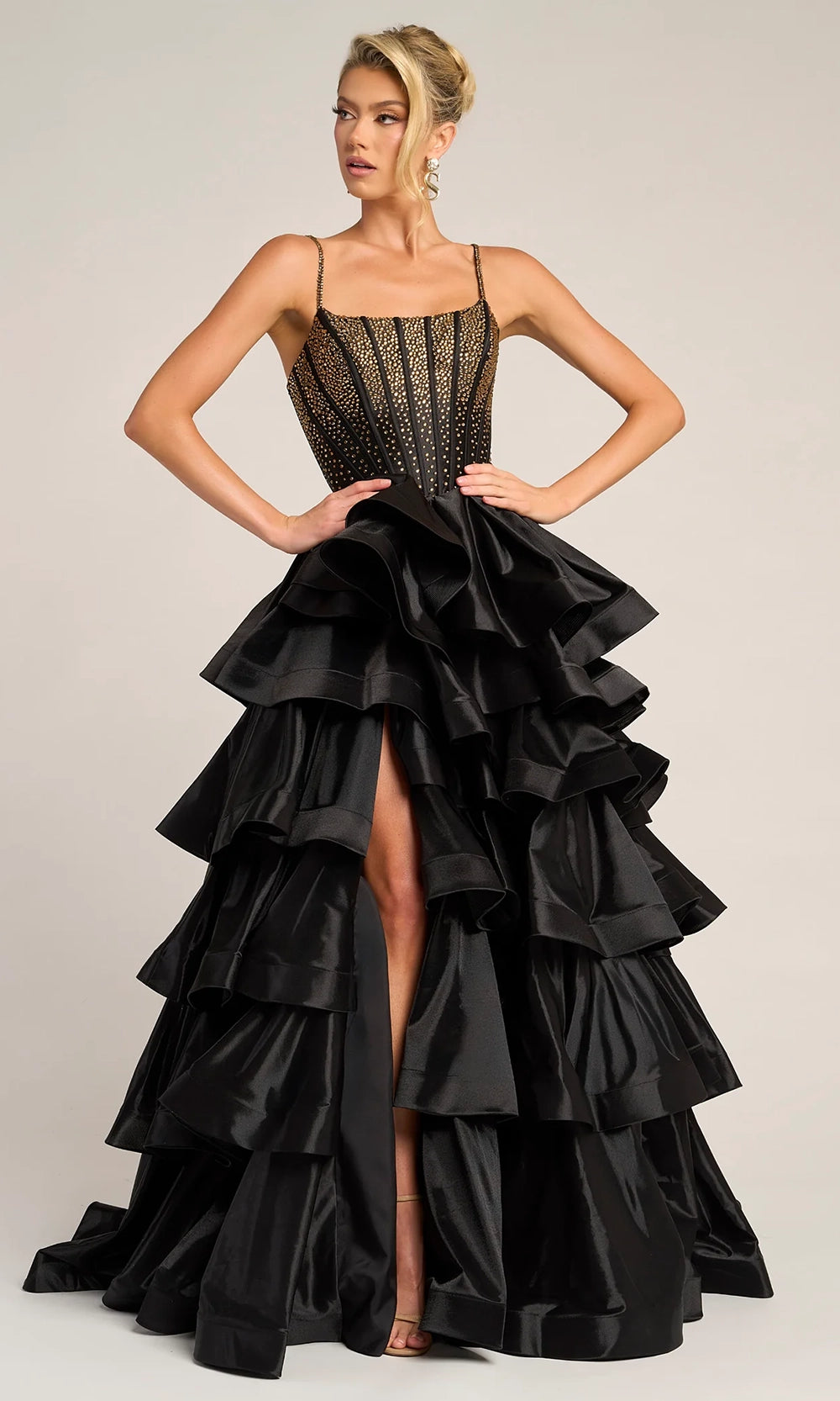 Portia and Scarlett PS26253 - Beaded Corset Ruffle Ballgown - designer prom dress at Silhouette Dresses