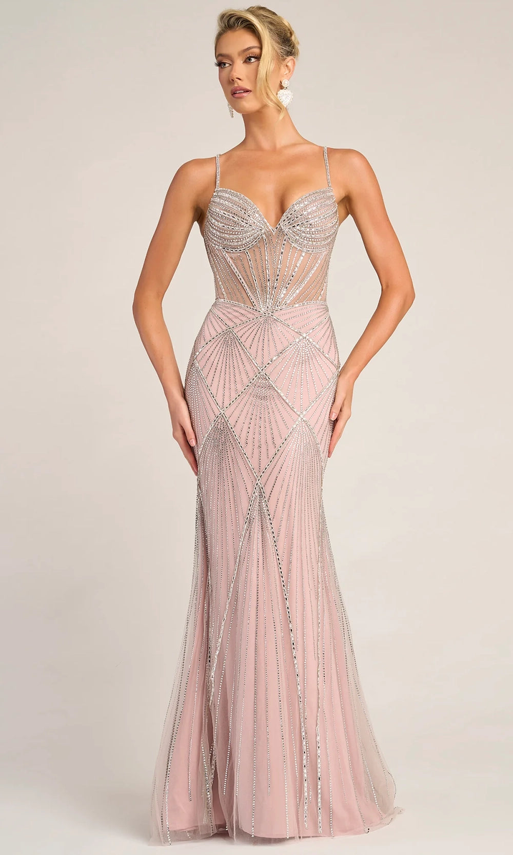 Portia and Scarlett PS26263 - Illusion Bodice Deep V-Neck Dress - view 9