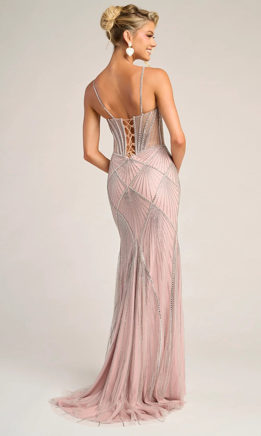 Portia and Scarlett PS26263 - Illusion Bodice Deep V-Neck Dress - view 10