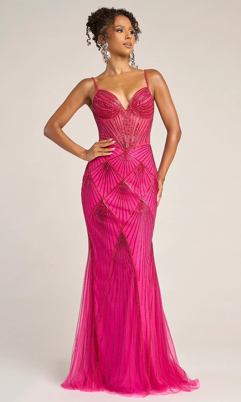 Portia and Scarlett PS26263 - Illusion Bodice Deep V-Neck Dress - designer prom dress at Silhouette Dresses