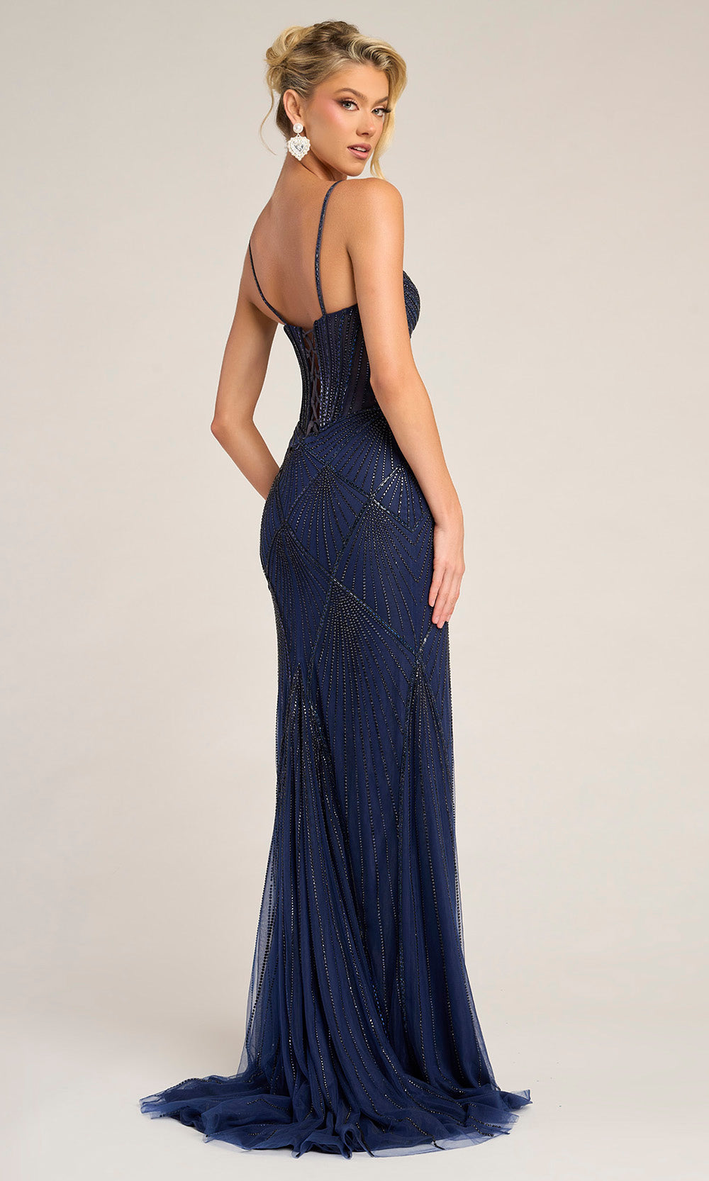 Portia and Scarlett PS26263 - Illusion Bodice Deep V-Neck Dress - view 7