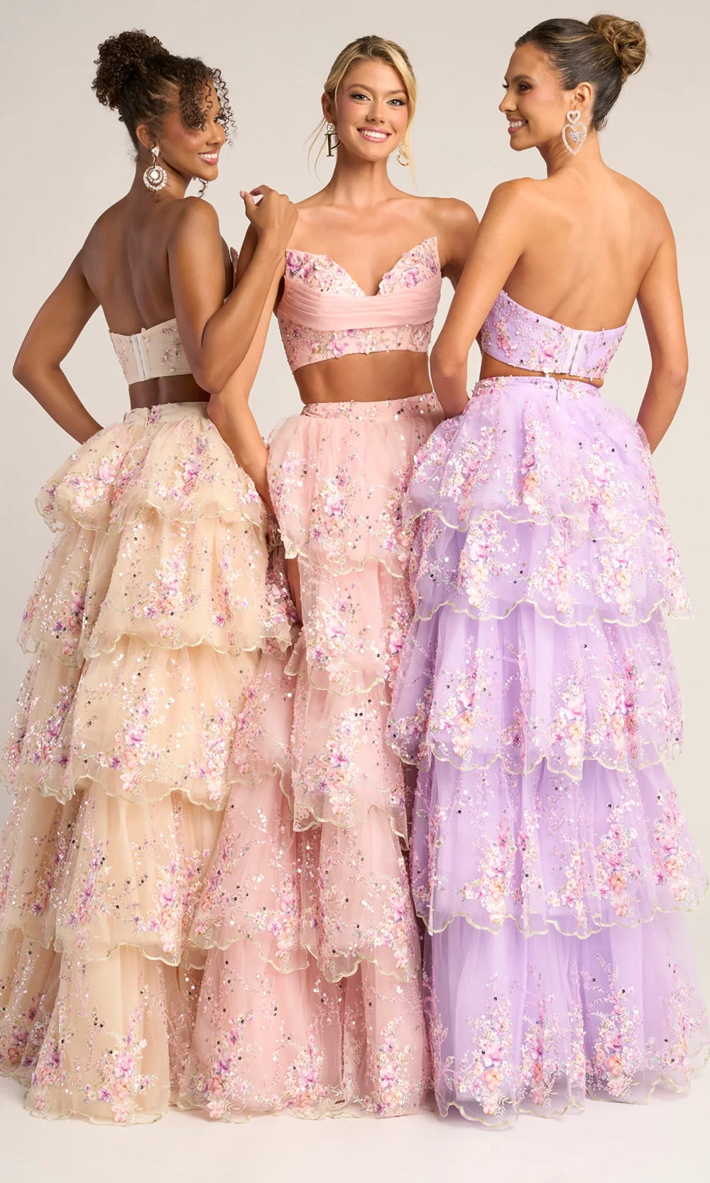Portia and Scarlett PS26272 - Two-Piece Ruffle Floral Gown - back view