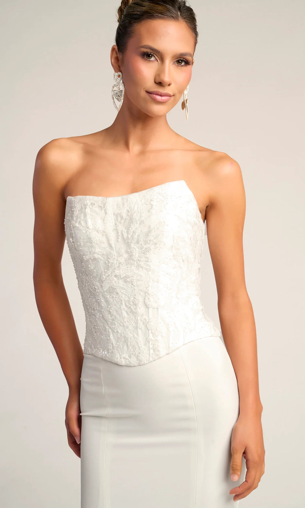 Portia and Scarlett PS26301E - Lace Applique Bodice Trumpet Dress - view 9