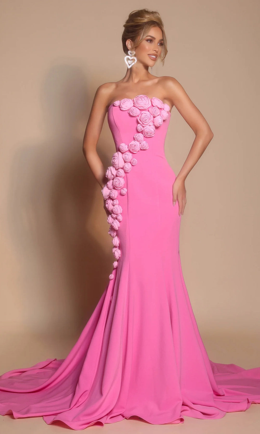 Portia And Scarlett PS26305E - 3D Rosette Trumpet Prom Dress - designer prom dress at Silhouette Dresses