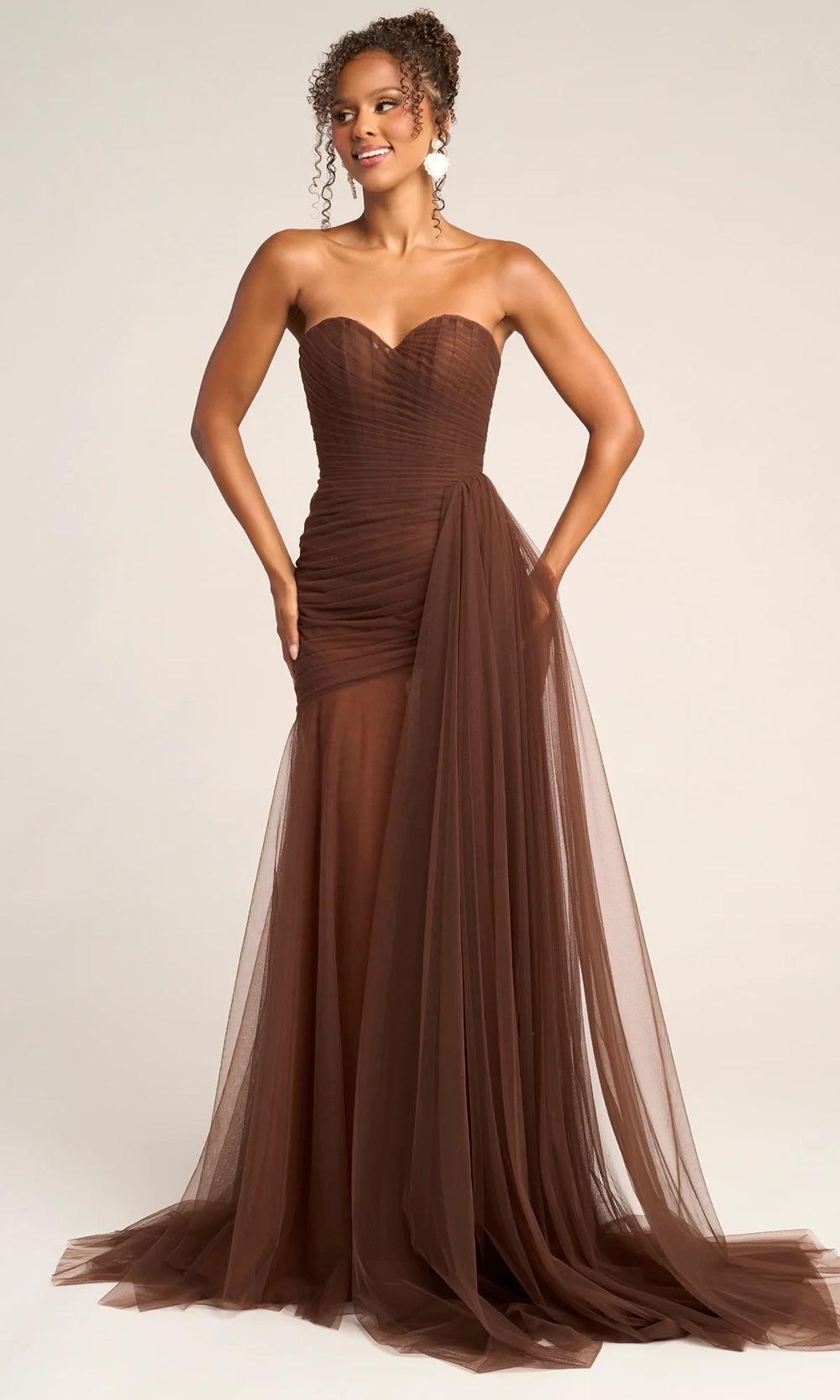 Portia and Scarlett PS26307E - Ruched Sweetheart Dress With Side Drape - view 4