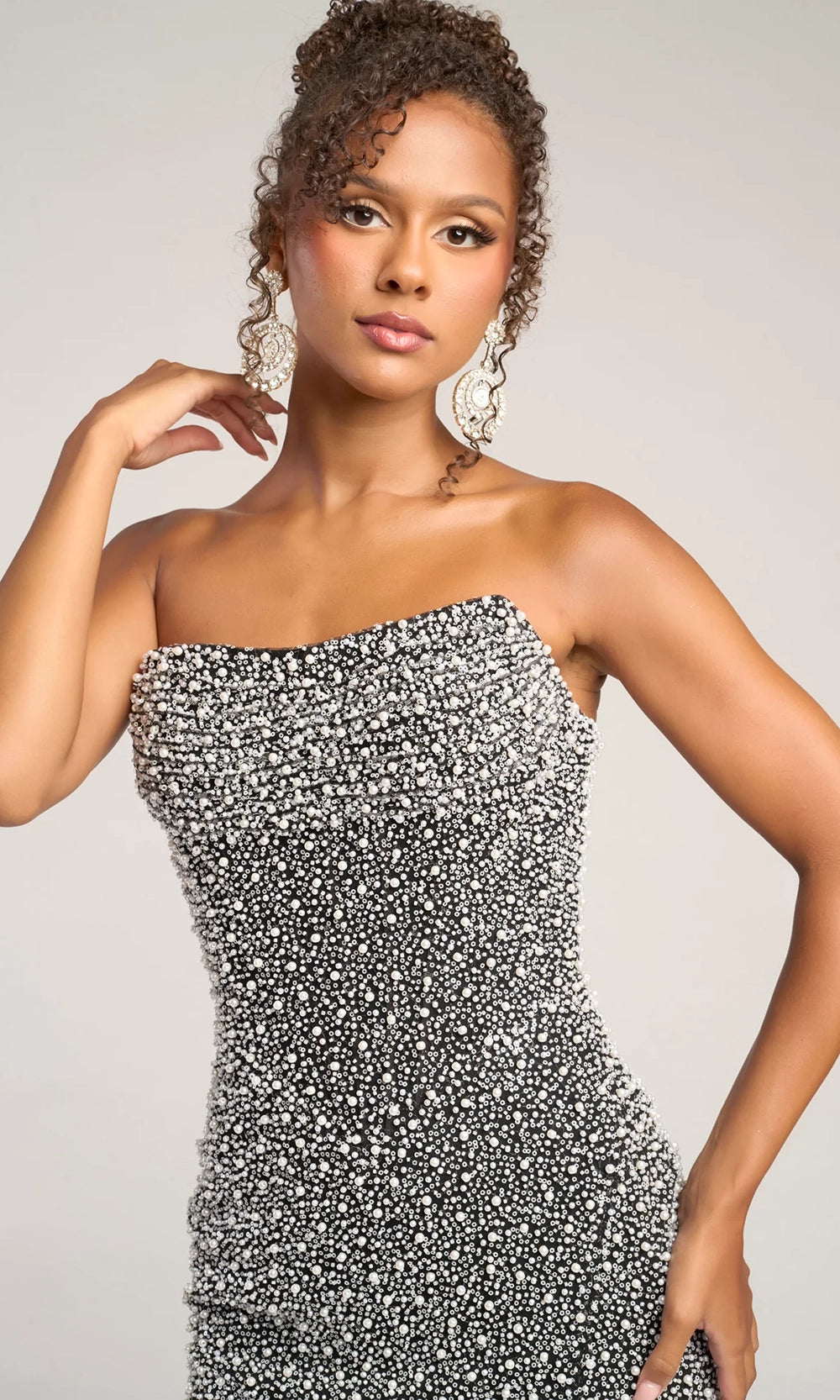 Portia and Scarlett PS26309E - Ruched Beaded Column Dress - view 4