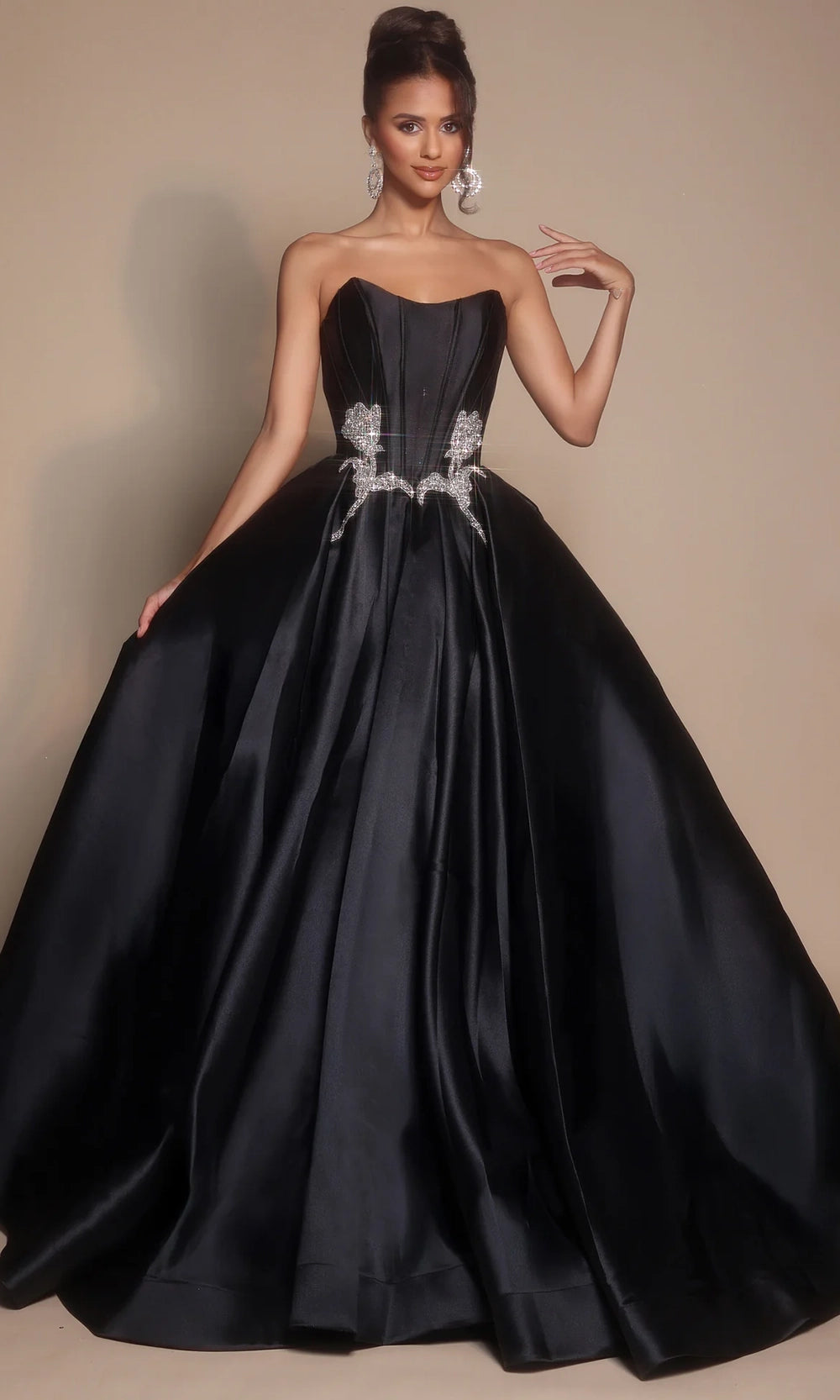 Portia and Scarlett PS26315E - Rhinestone Accent Scoop Neck Ballgown - designer prom dress at Silhouette Dresses