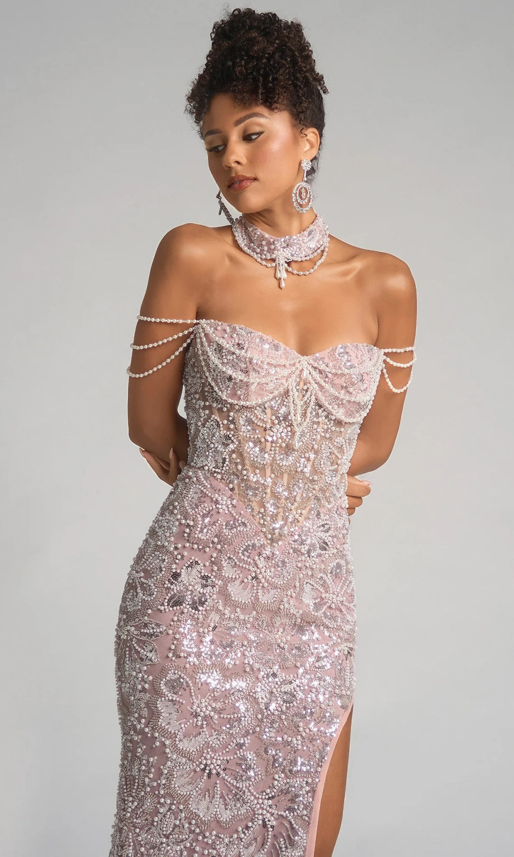 Portia and Scarlett PS26322E - Sweetheart Fully Beaded Evening Gown - detail view