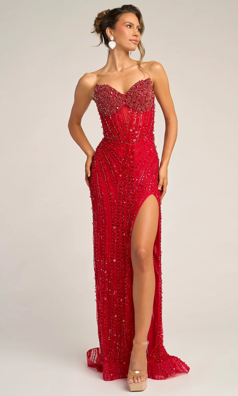 Portia and Scarlett PS26403C - Allover Beaded Strapless Long Gown - view 9