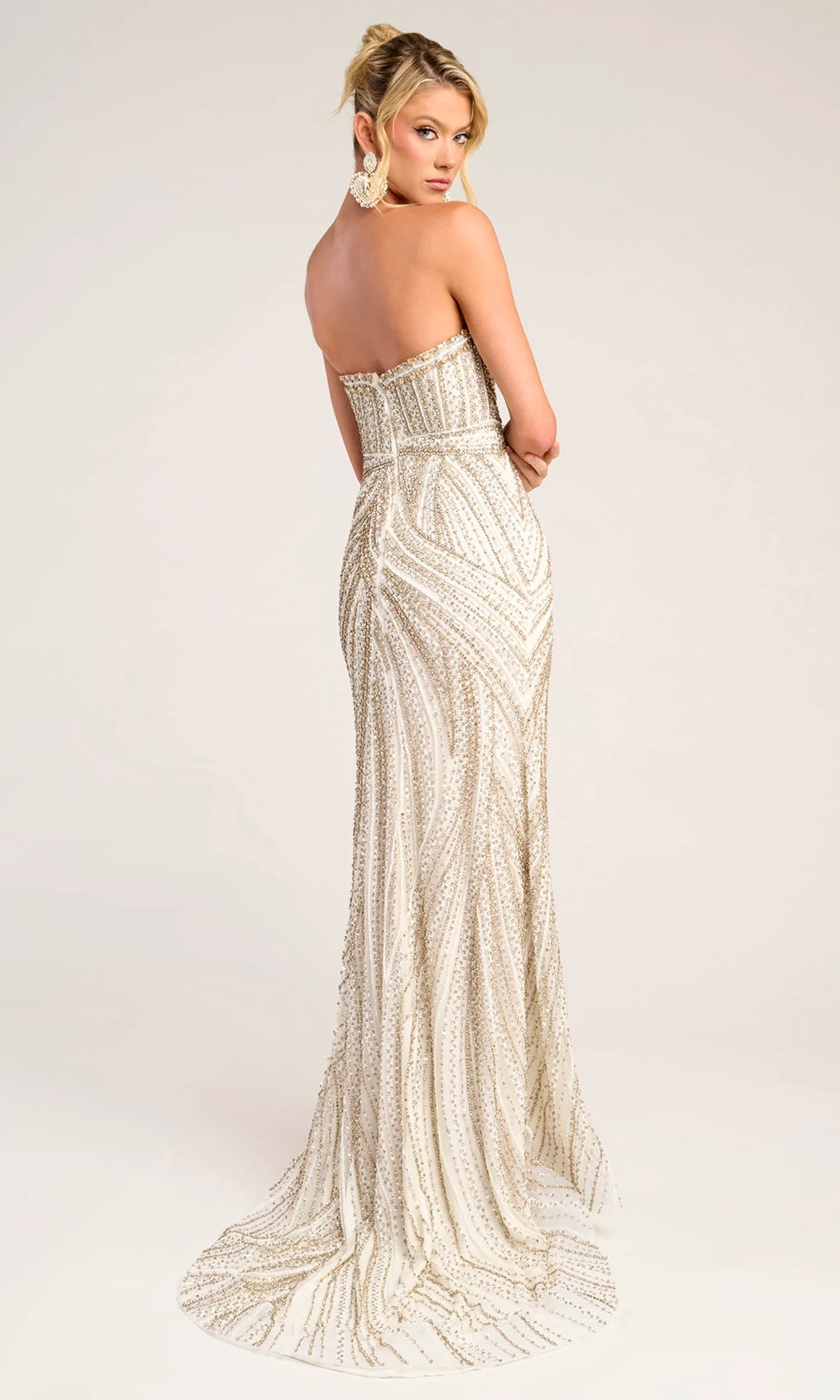 Portia and Scarlett PS26407C - Jeweled Ornate Plunge V-Neck Gown - view 13