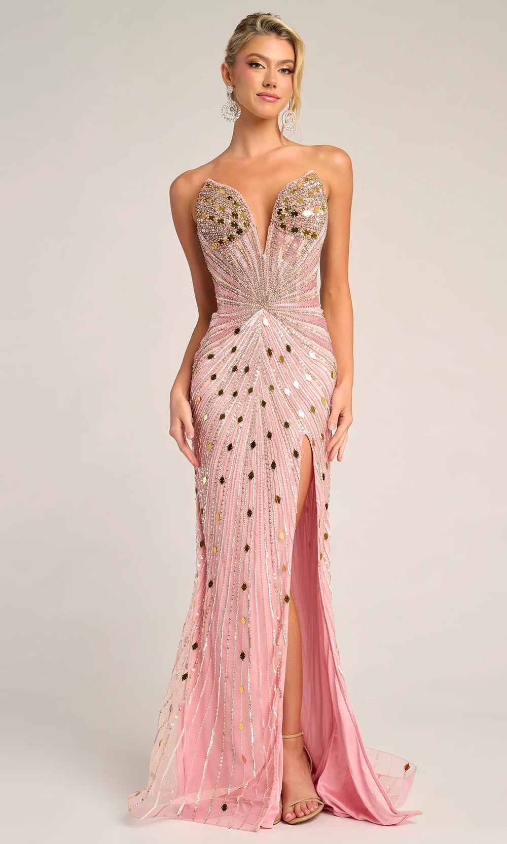 Portia and Scarlett PS26409C - Strapless Mirror Beaded Prom Dress - view 8