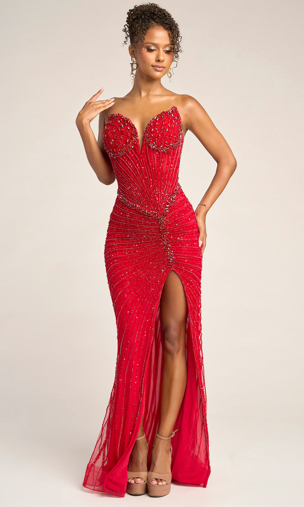 Portia and Scarlett PS26416C - Basque Waist Fully Beaded Dress - view 10