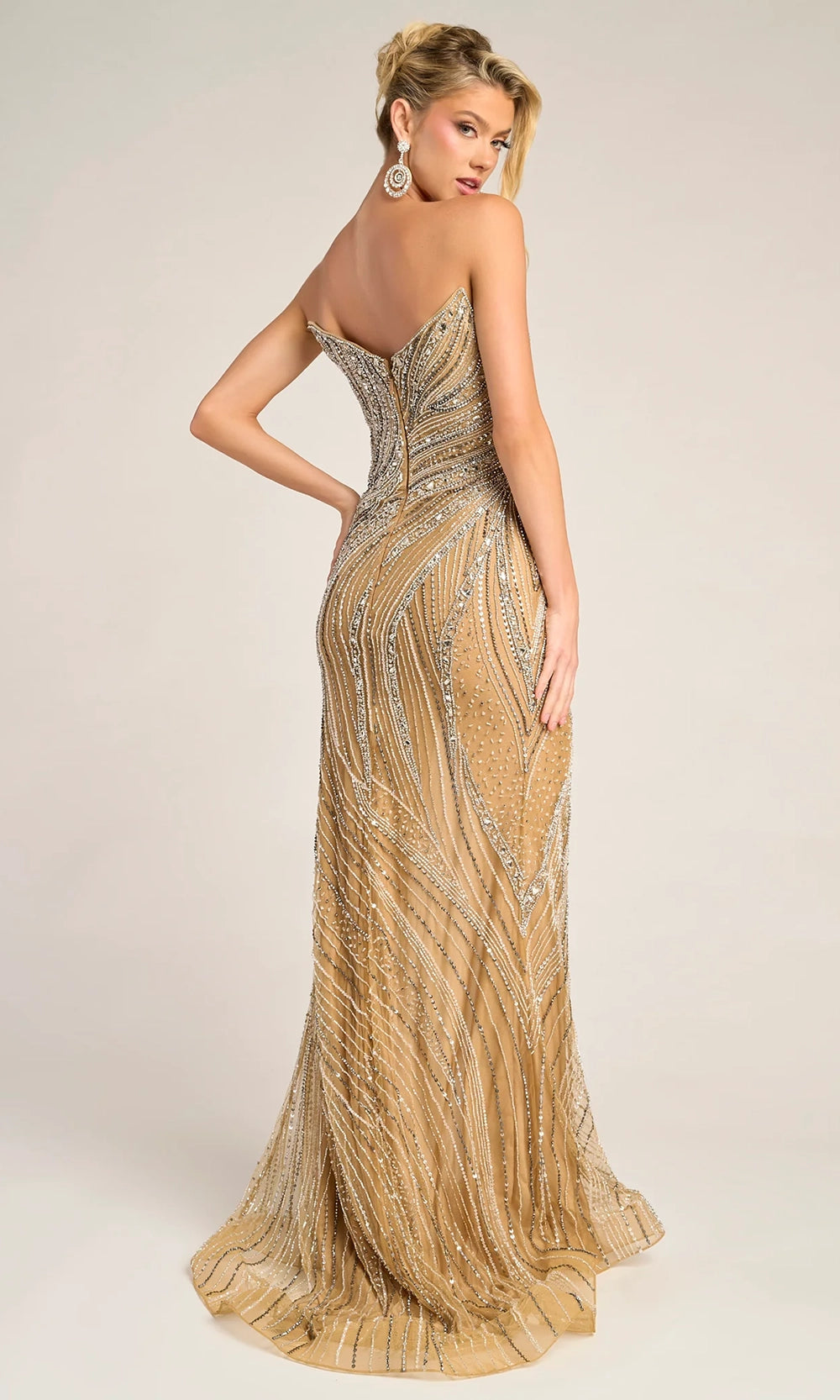 Portia and Scarlett PS26417C - Beaded Strapless Slit Gown - back view