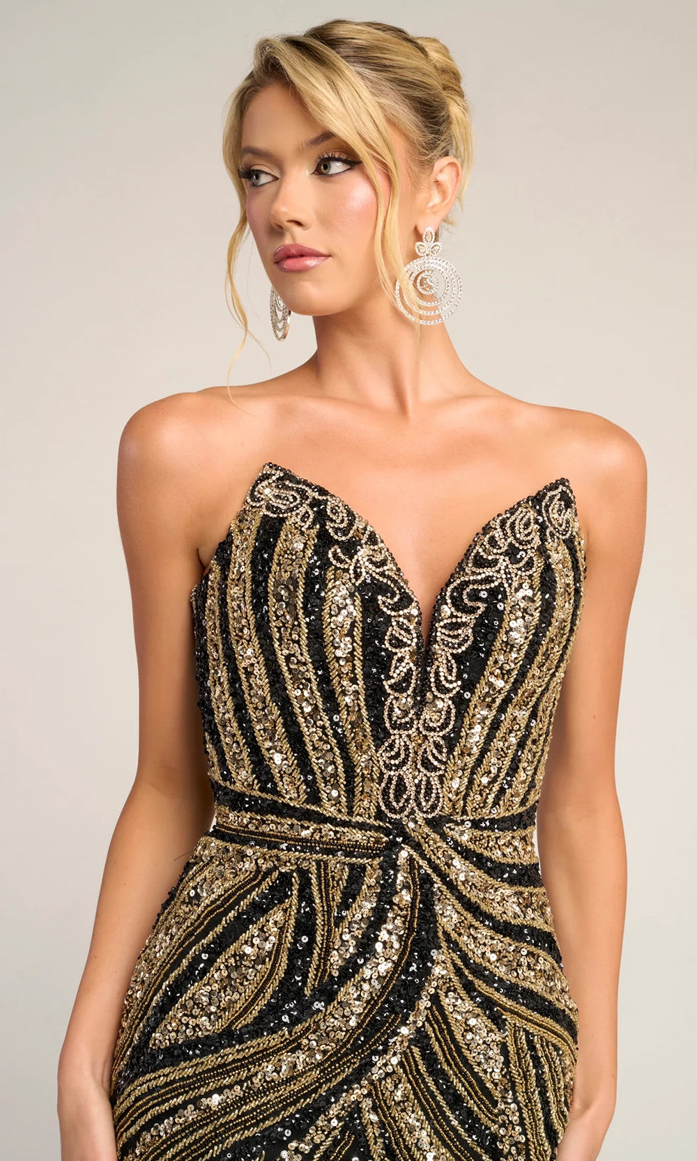 Portia and Scarlett PS26418C - Strapless Beaded Prom Dress With Slit - back view