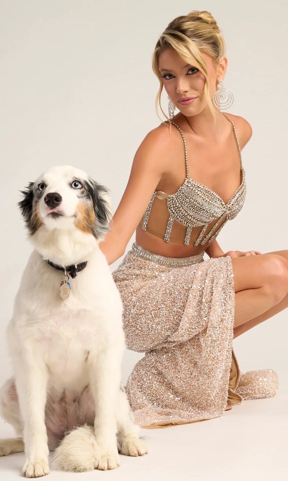 Portia and Scarlett PS26429C - Beaded Corset Fitted Two-Piece Dress - detail view